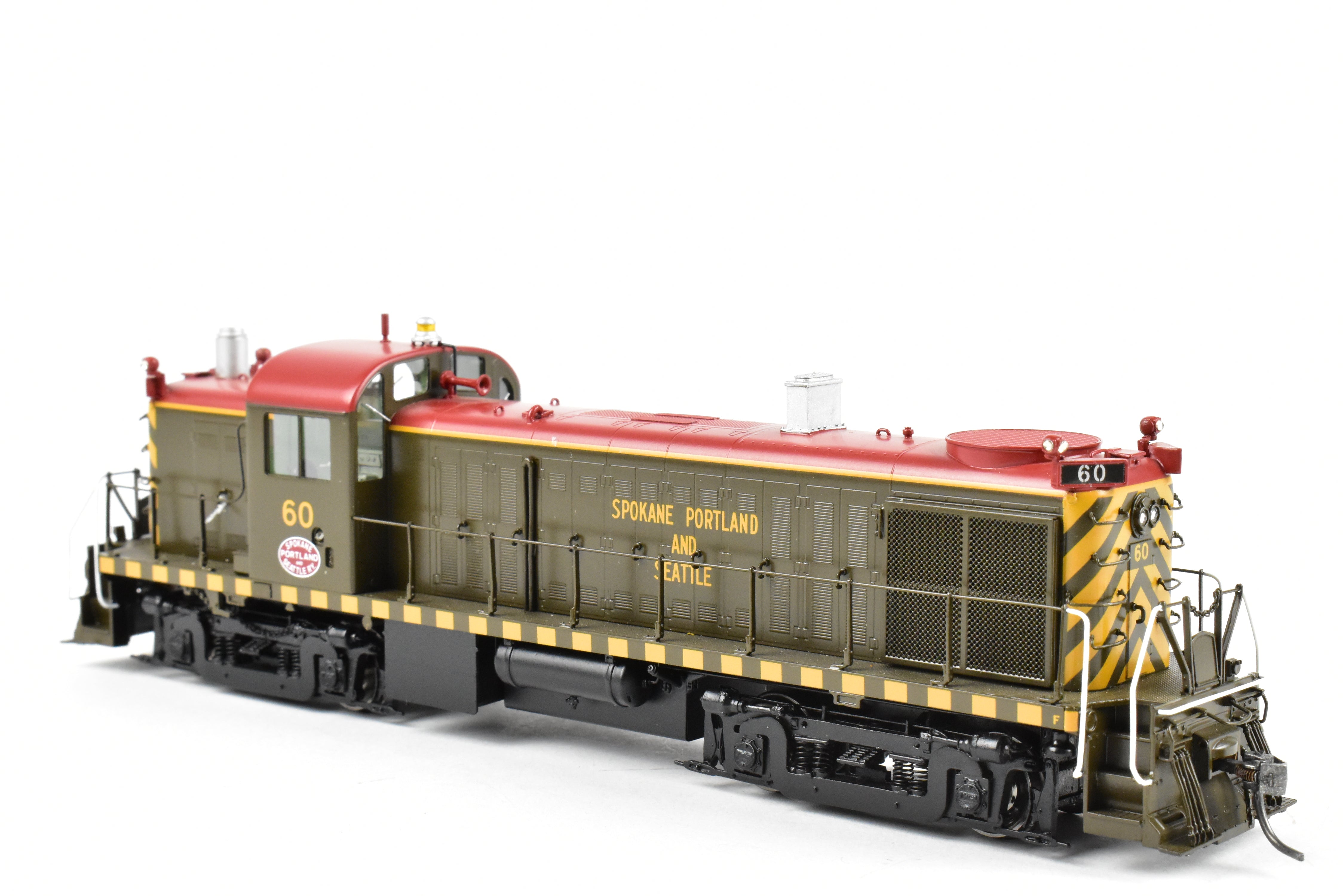 HO Scale Brass Model Train Engine - Division Point (DVP) SP&S (Spokane Portland & Seattle) Alco RS - 2 Factory Painted Tiger - Stripe Engine #60