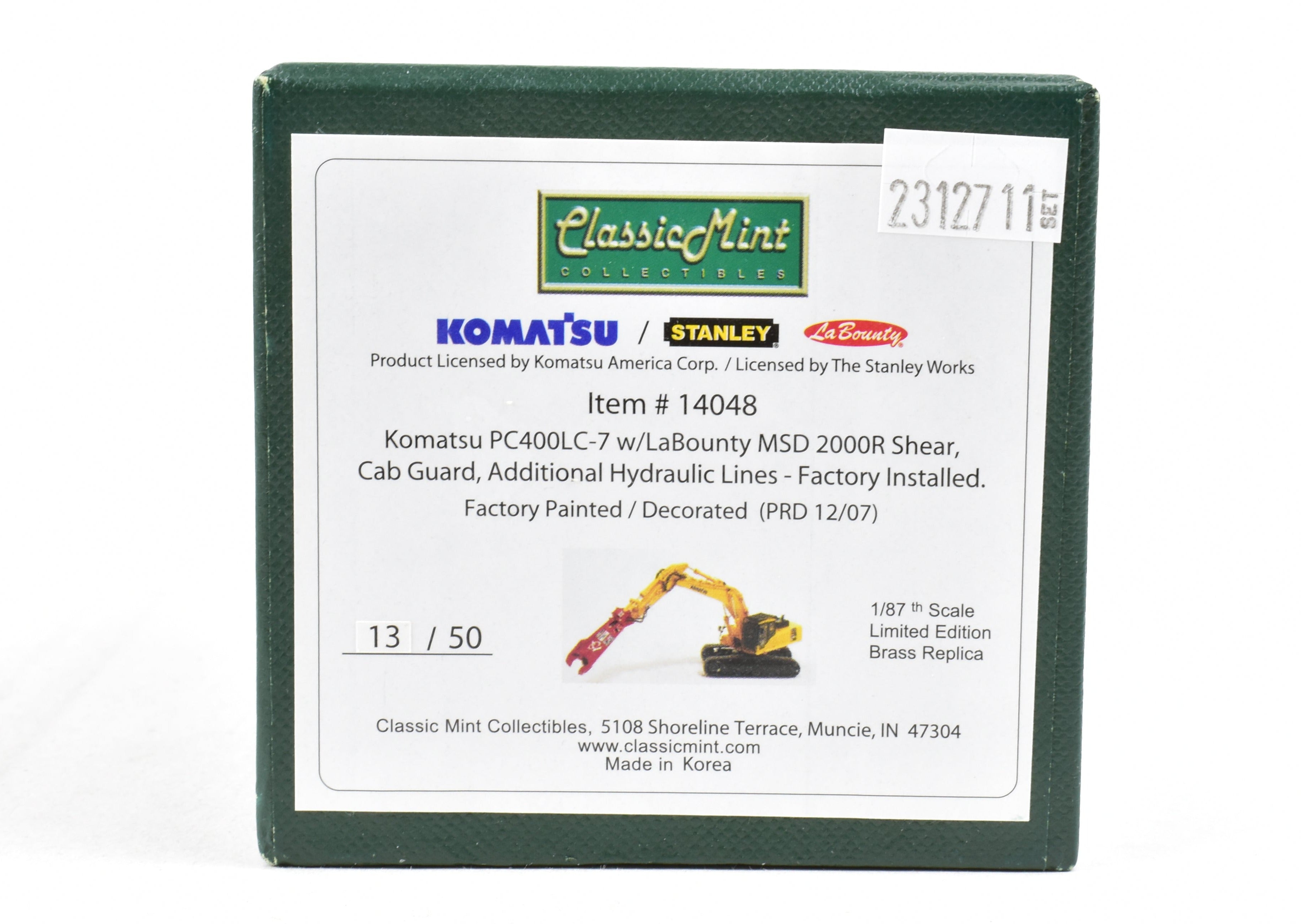 High - Quality HO Scale Brass Construction Model - Classic Mint Collectibles Komatsu PC400LC - 7 Excavator with LaBounty MSD 2000R Shear for Fine Collecting