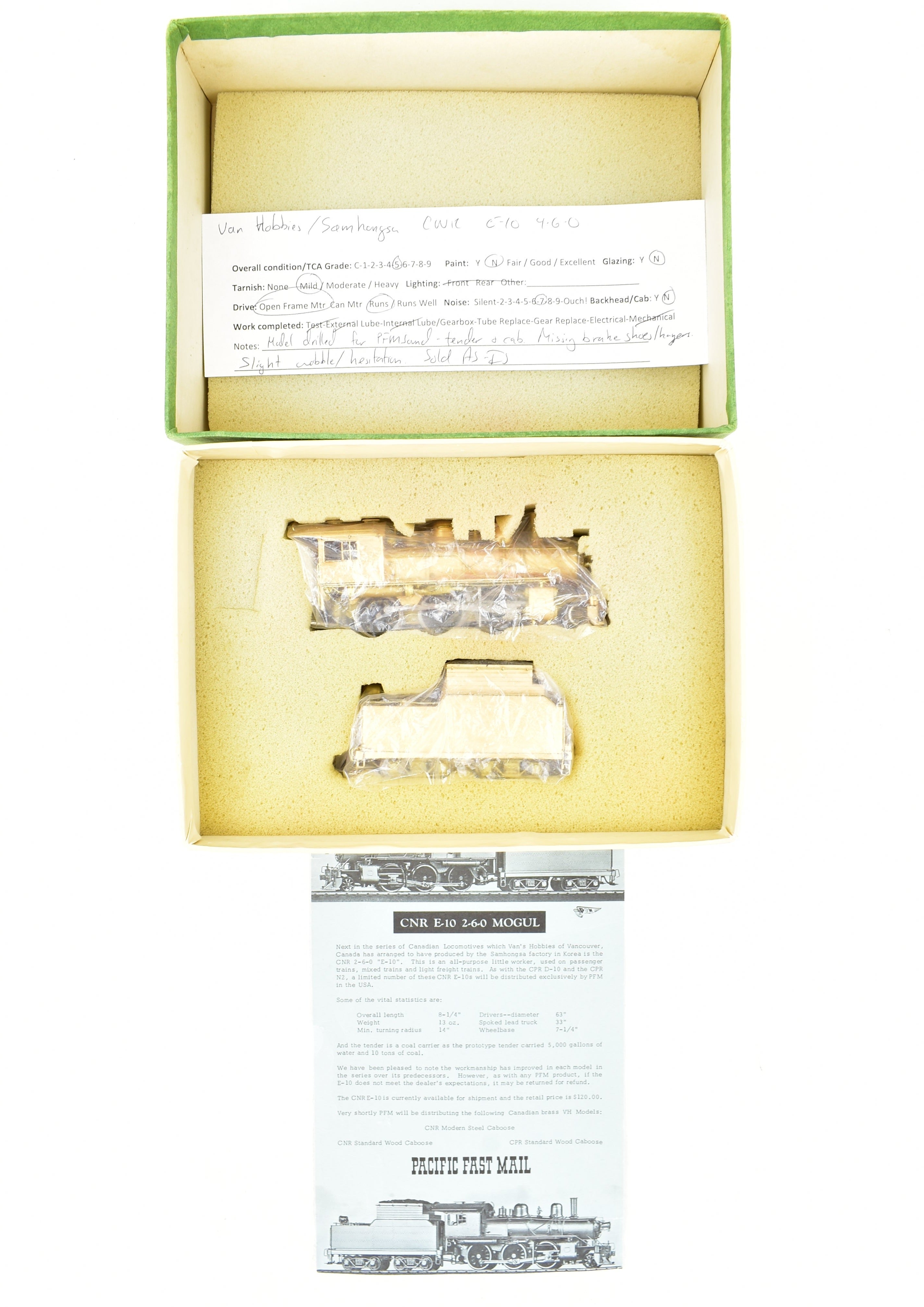 HO Brass PFM Van Hobbies CNR Canadian National Railway 2-6-0 E-10 Mogul in Good Condition