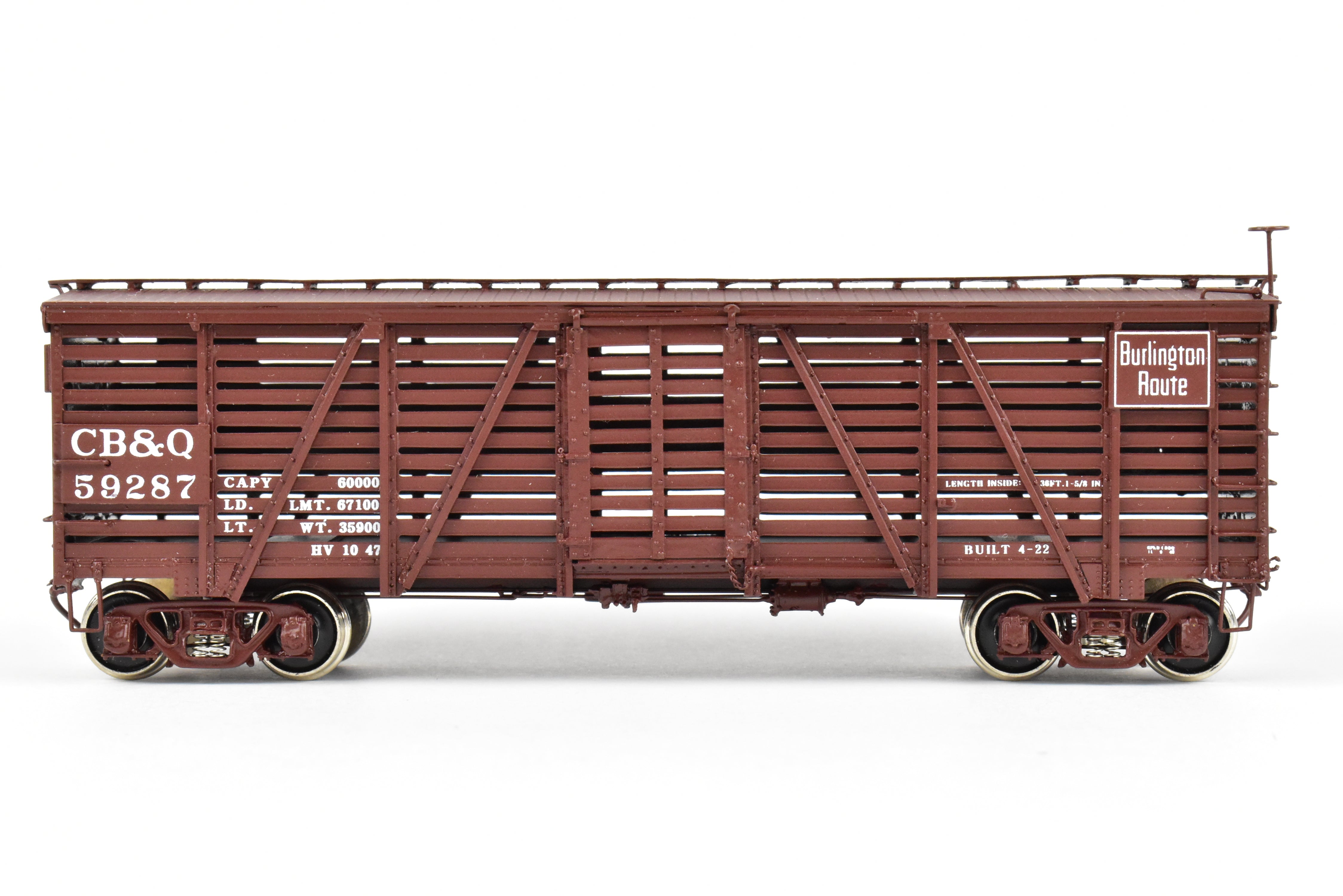 HO Scale Brass Challenger Imports CIL CB&Q - Burlington Route Class SM-16 36-Foot Stock Car Freight Package No. 59287
