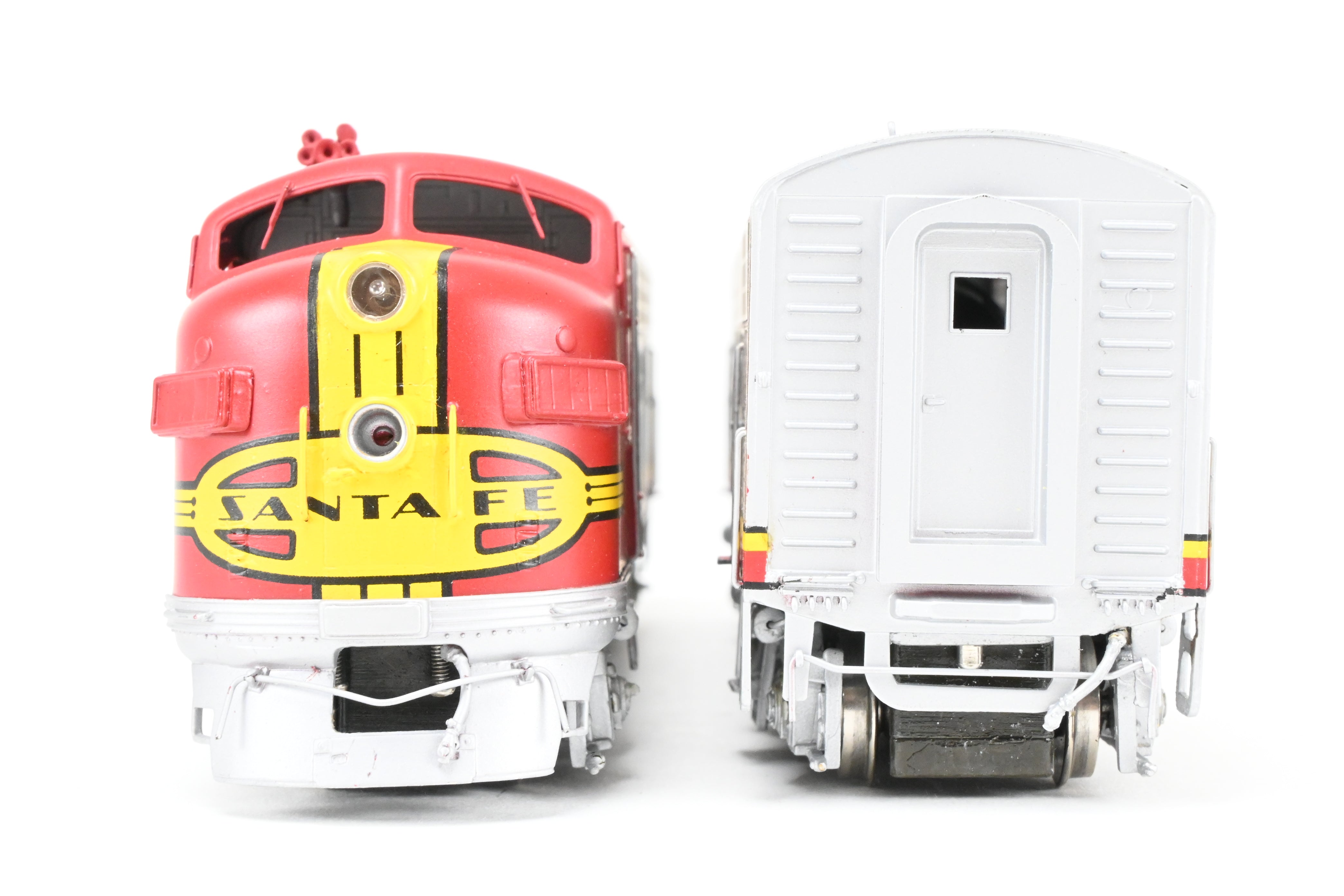 HO Scale Brass Model Train Oriental Limited ATSF - Santa Fe EMD F7 Phase II 1500 HP A/B/B/A Set with Factory Plated and Painted Finish