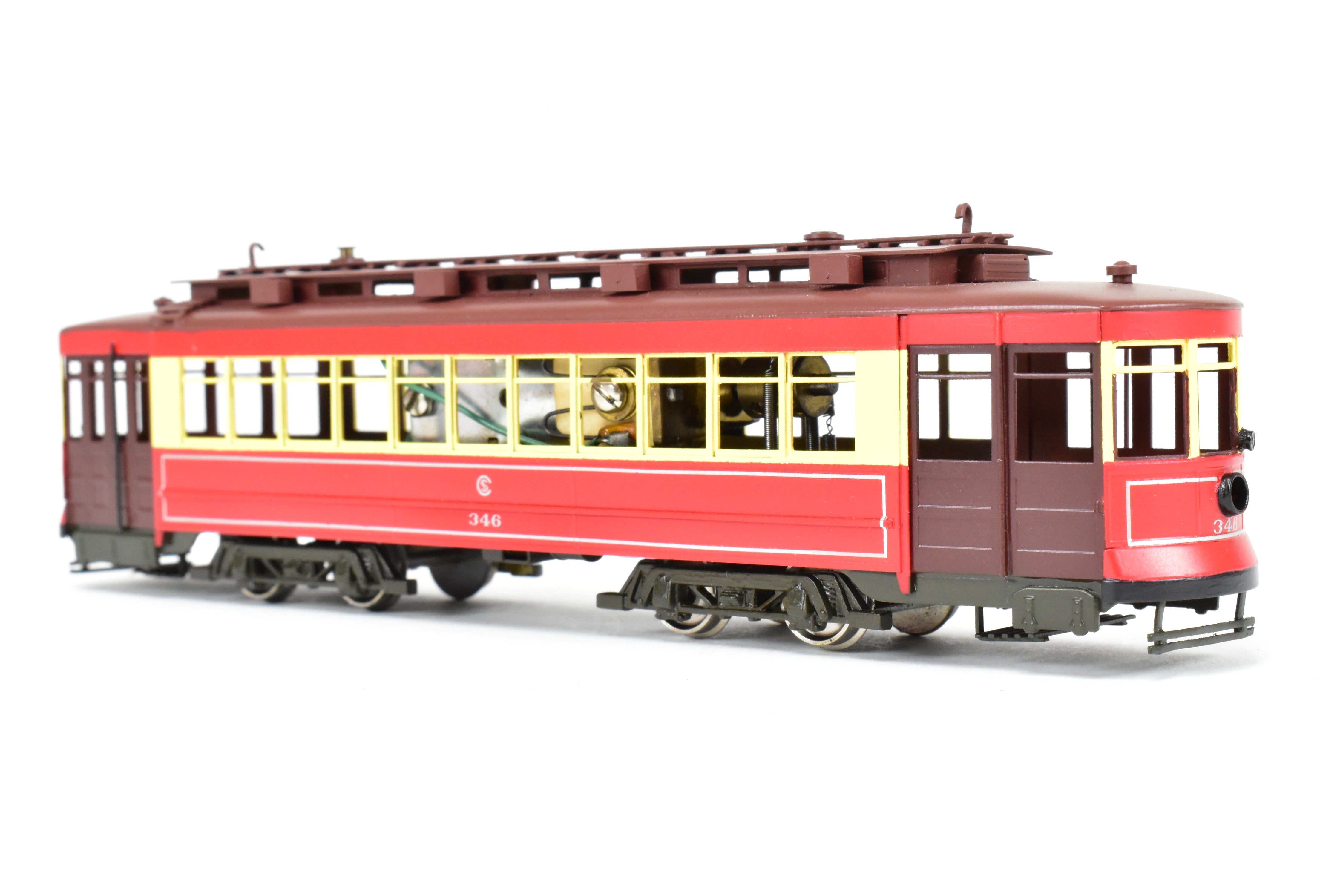 HO Scale Brass Chicago Surface Lines Big Brill Car Model - Fairfield Models 346 CSL, Custom Painted with 4 Vents, Road Number 346