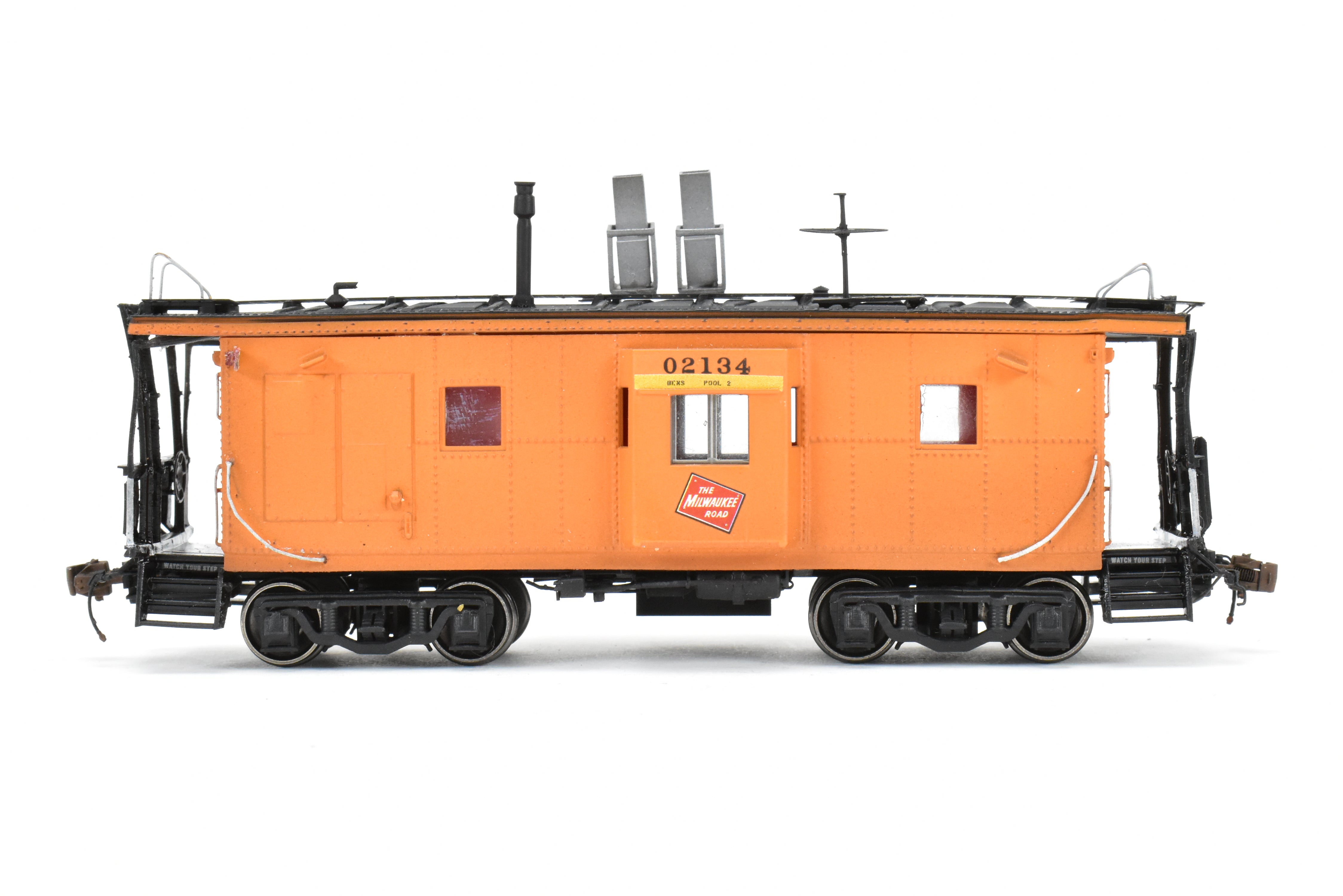 HO Scale 3D Printed Custom Painted Milwaukee Road Thrall Bay Window Caboose Model