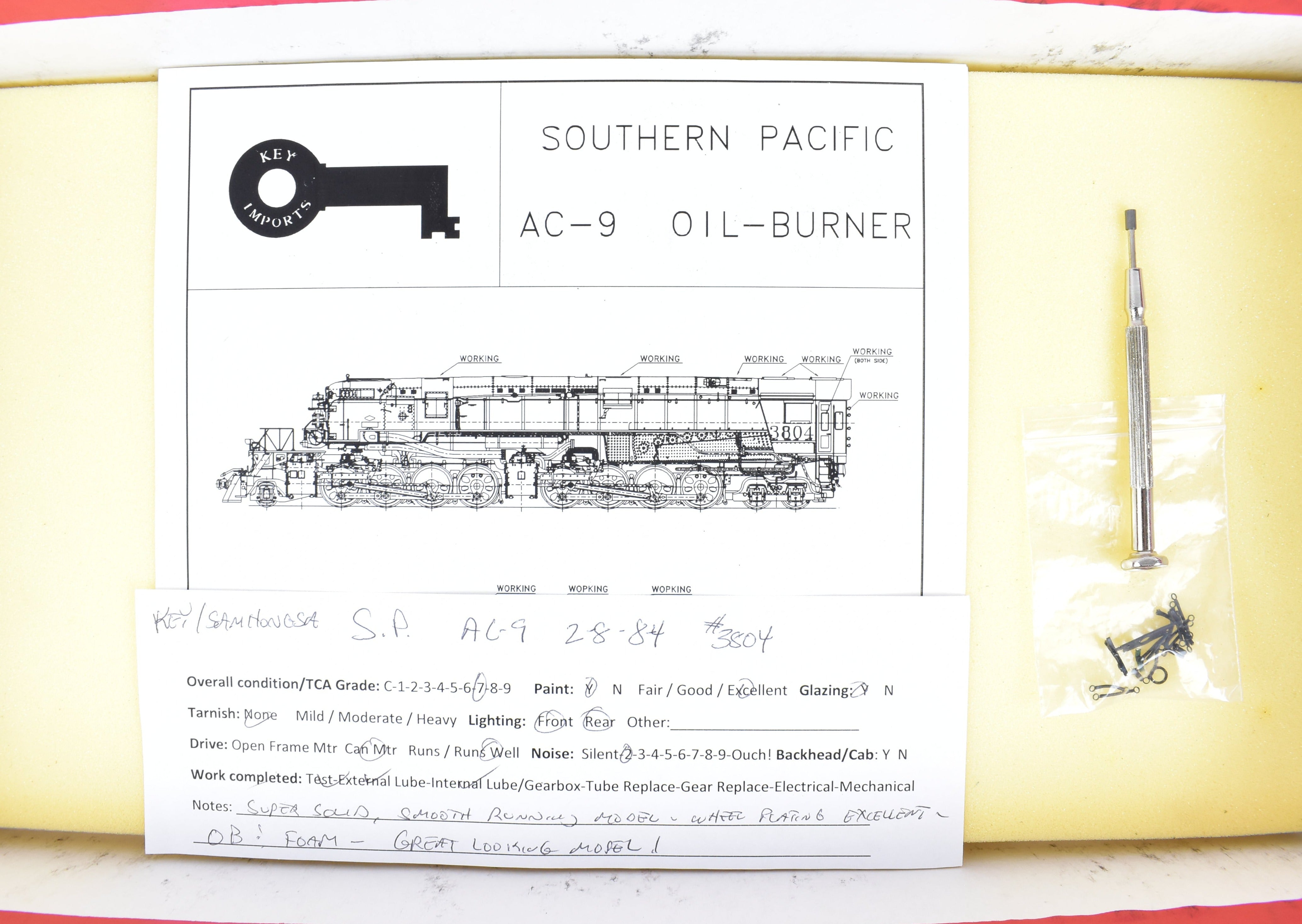 HO Scale Brass Classic SP Southern Pacific AC - 9 2 - 8 - 8 - 4 Oil Version #3804 by Key Imports