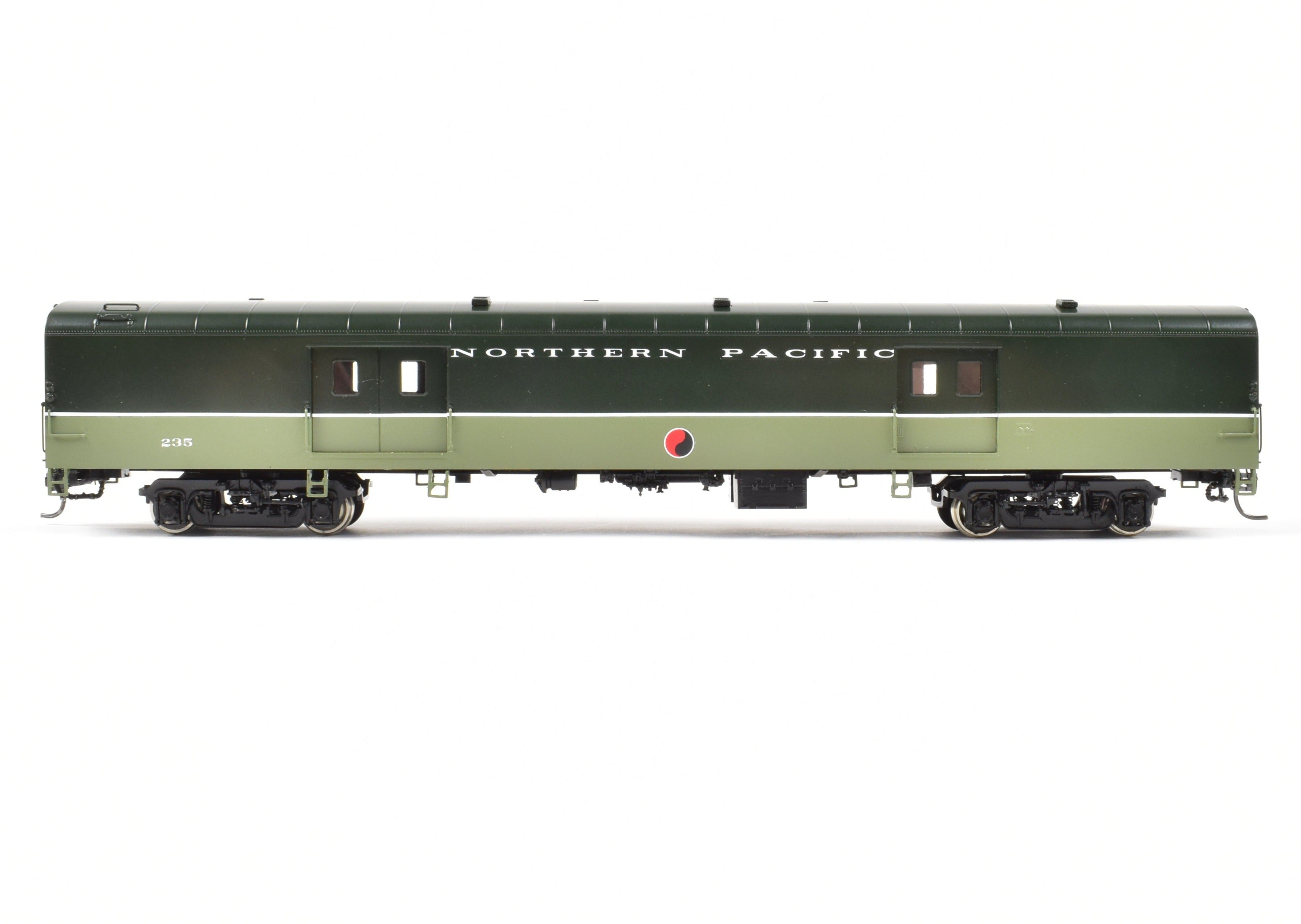 HO Scale Brass Model Railroad Baggage Car by A. W. Enterprises - Northern Pacific #203 - 239 Professionally Painted in North Coast Limited Lowey Scheme