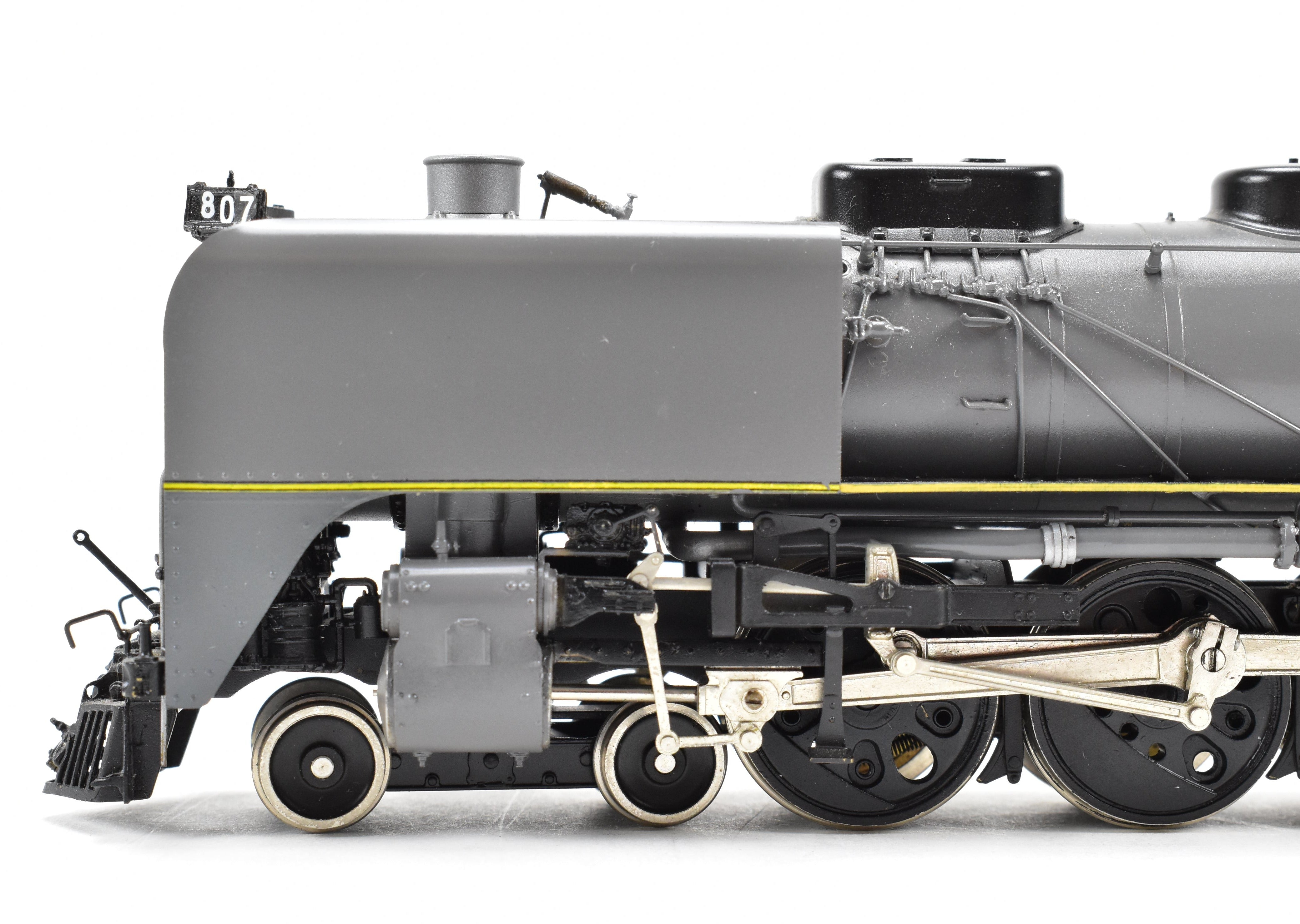 HO Scale Brass PFM - United Model Train - Union Pacific 4-8-4 Modern FEF-1 with Two-Tone Grey and Yellow Custom Paint, Run Number 807 from 1981