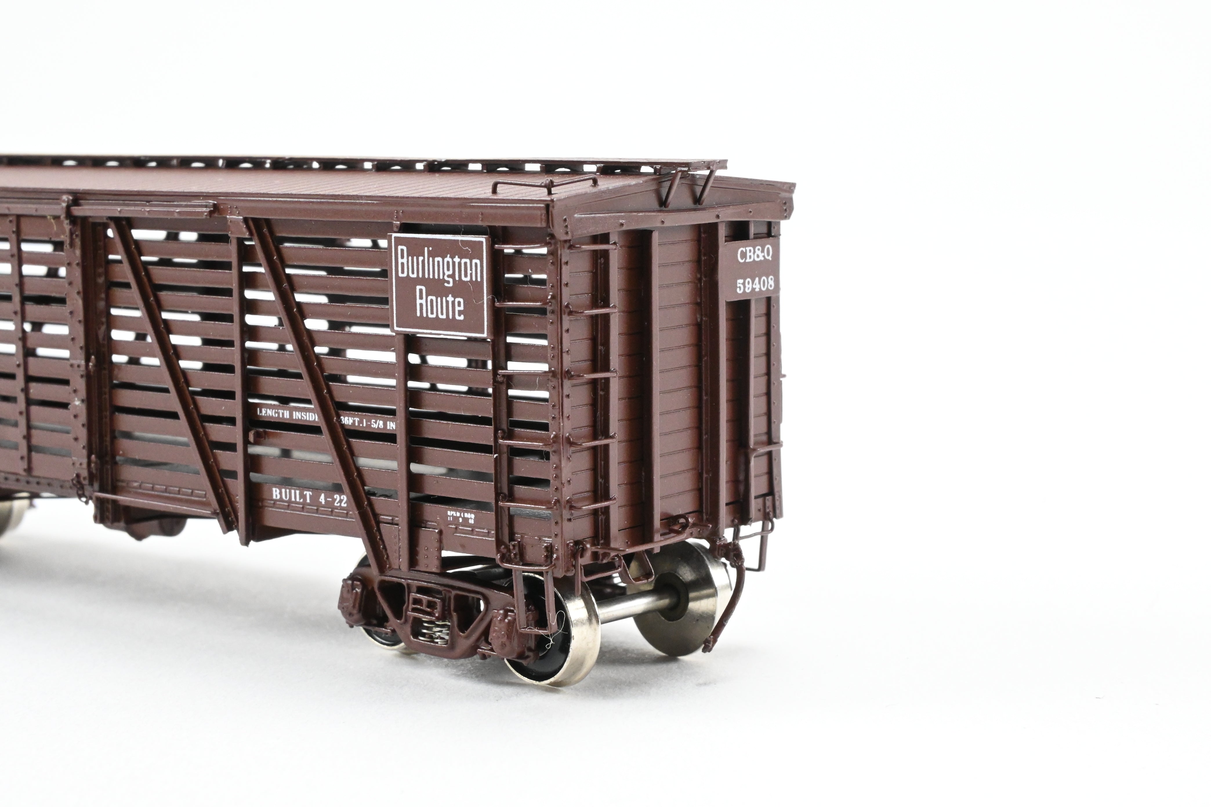 HO Scale Brass CIL - Challenger Imports CB&Q - Burlington Route Class SM-16 36-Foot Stock Car, Factory Painted, Road Number 59408