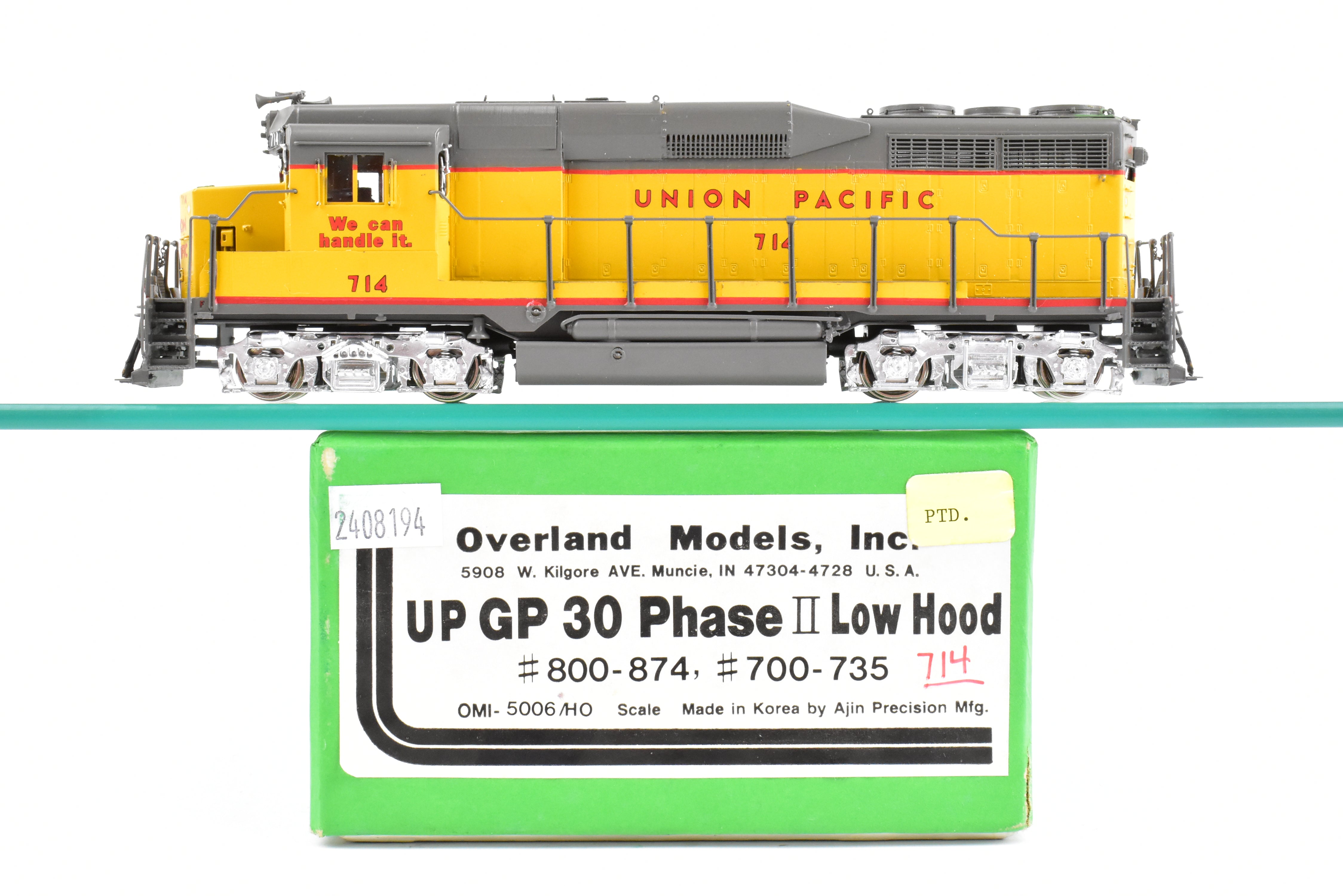 HO Scale Brass Model Train - Overland Models, Inc. Union Pacific EMD GP30 PH II Low Hood Locomotive from #700 to #735, Specifically CP #714