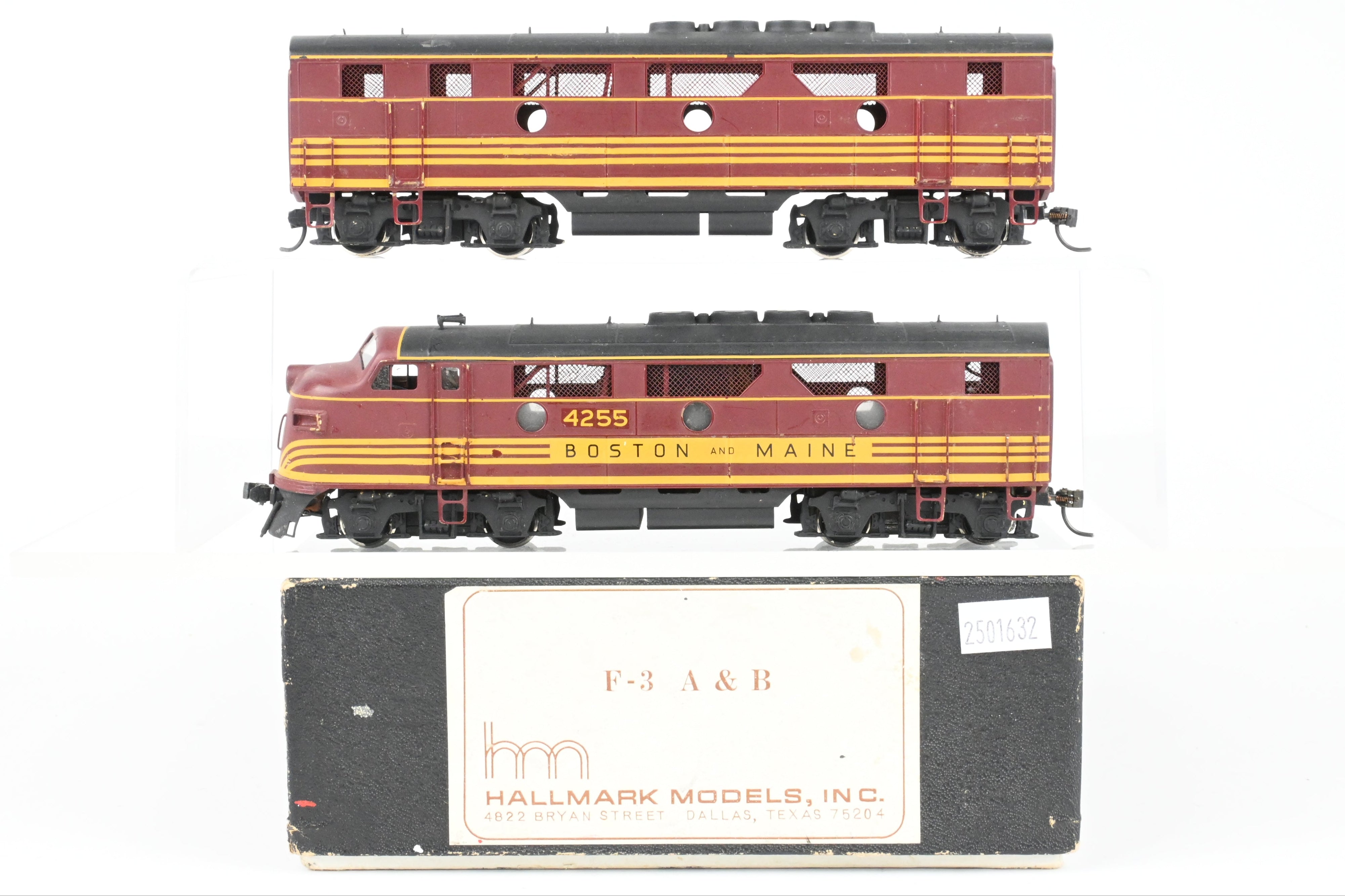 HO Scale Brass Hallmark B&M Boston & Maine EMD F3 A/B Set - Powered A, Unpowered B