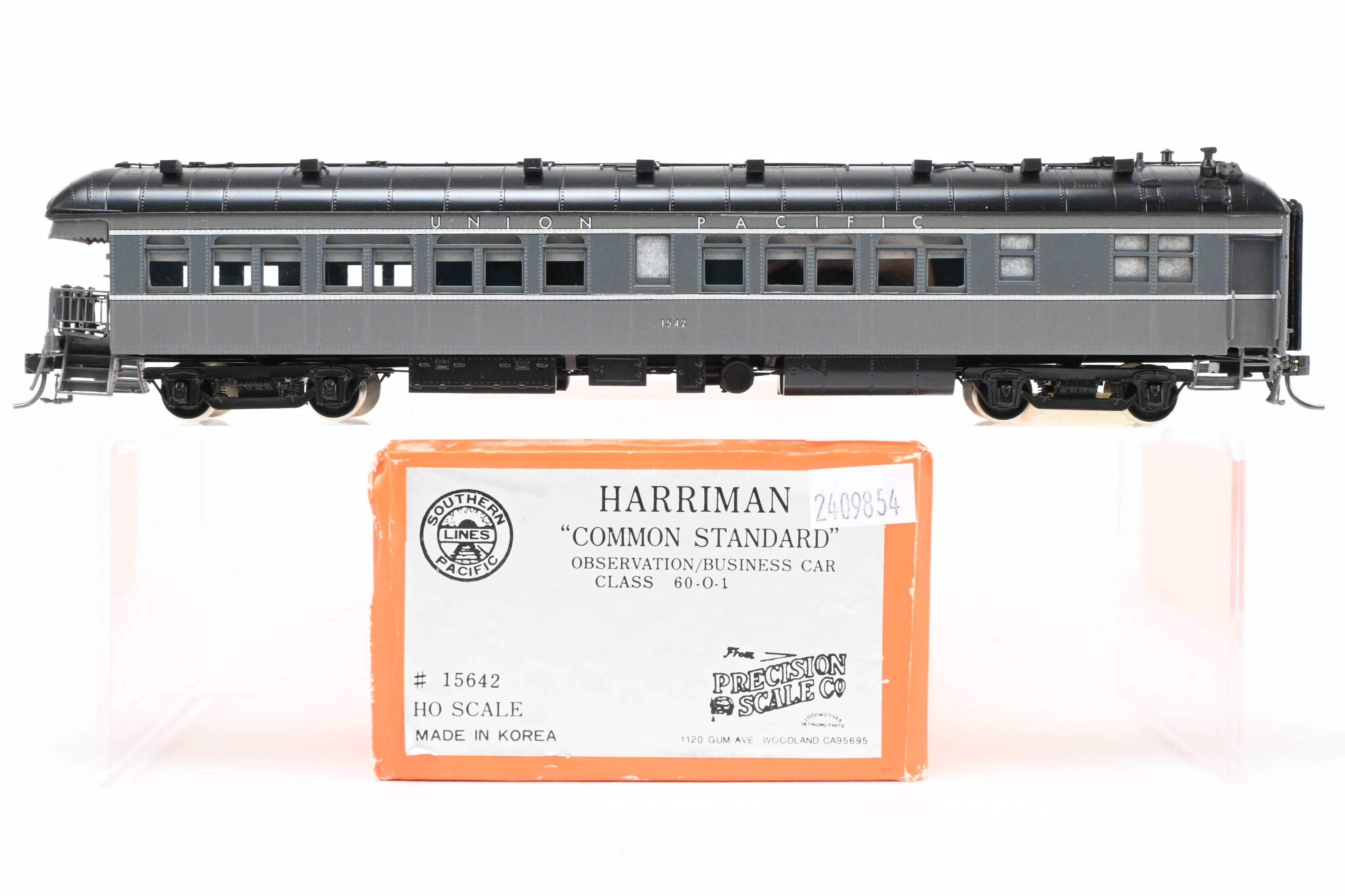 HO Scale Brass Precision Scale Co. Union Pacific Harriman Common Standard Class 60 - O - 1 Observation and Business Car Professionally Painted with Number 1542