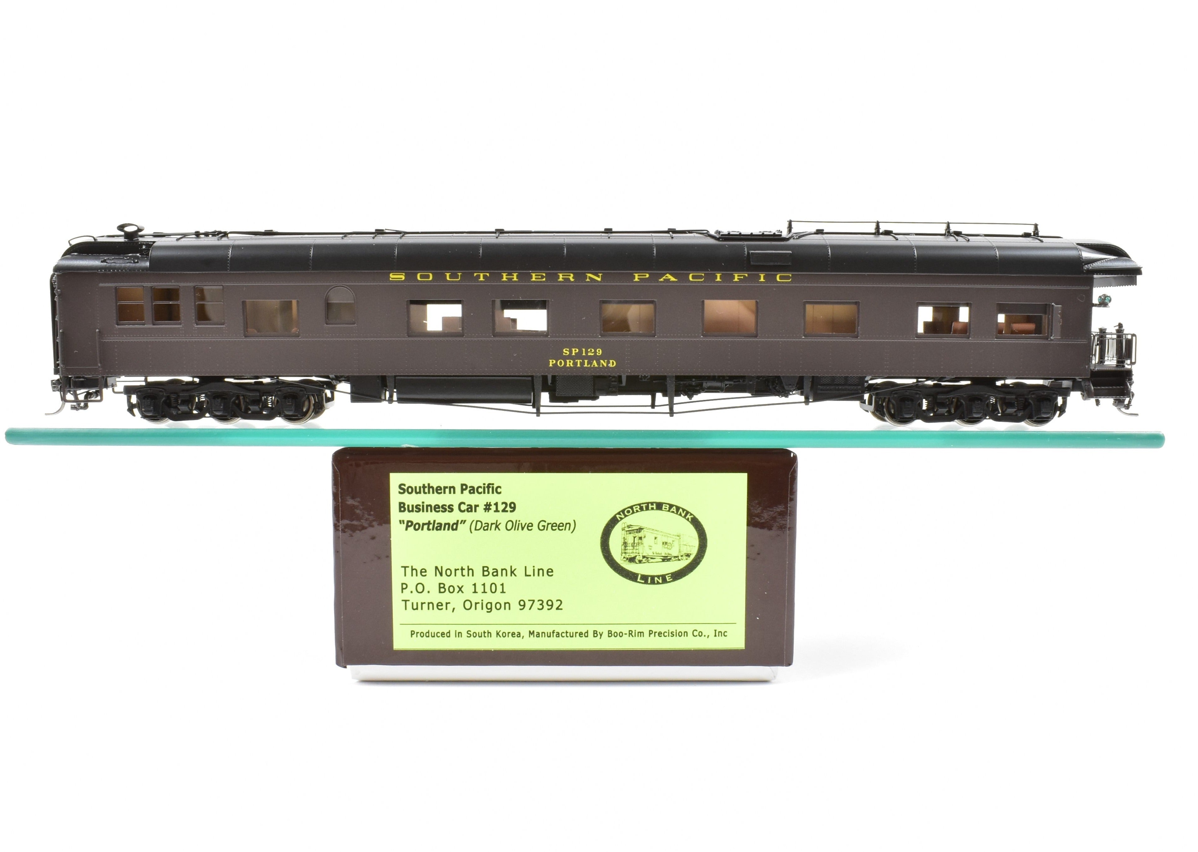 HO Scale New Brass North Bank Line SP Portland #129 Dark Olive Green Business Car