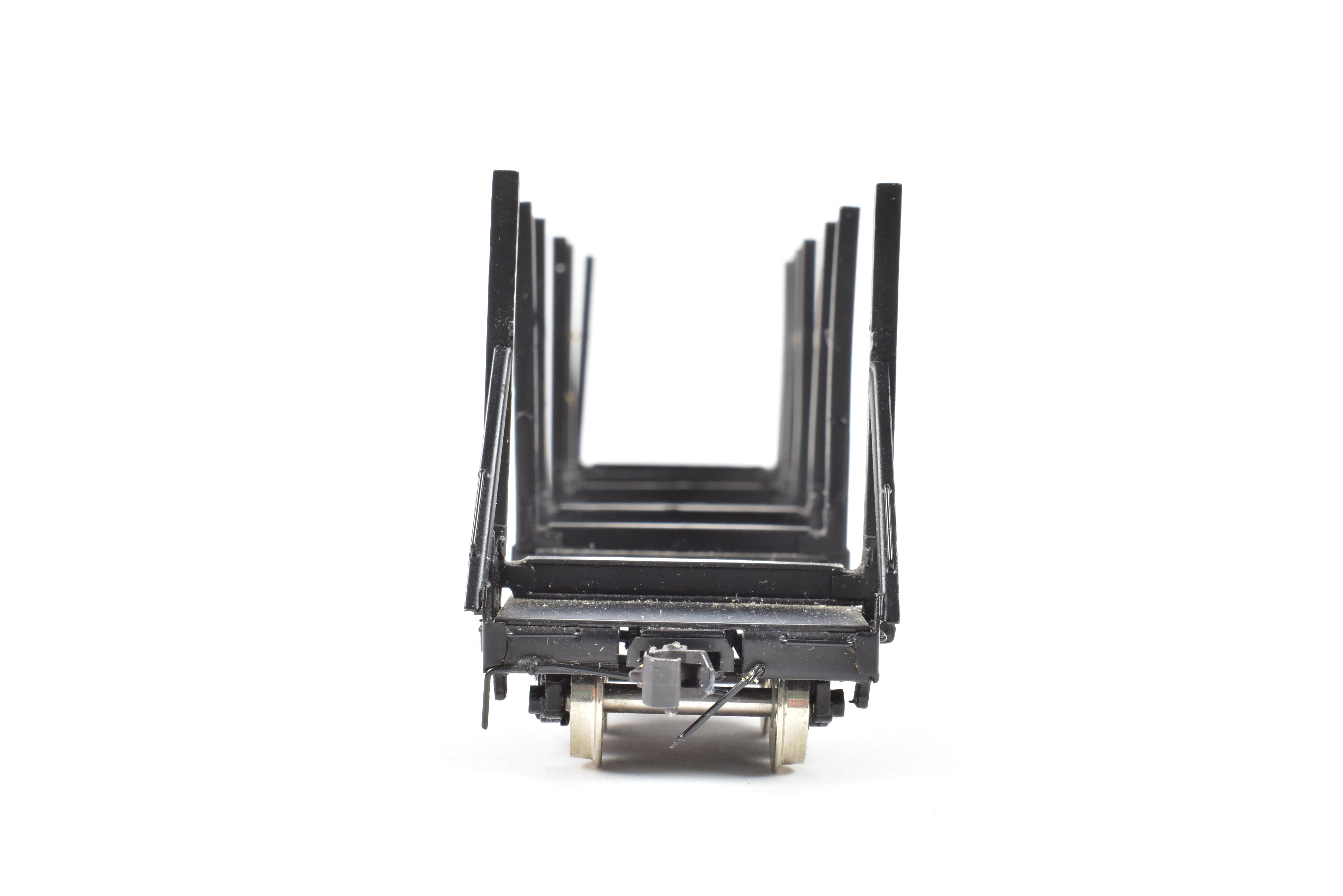 HO Scale Brass Precision Scale Co. 100-Ton Log Car FP in Black - A Variety of Road Models