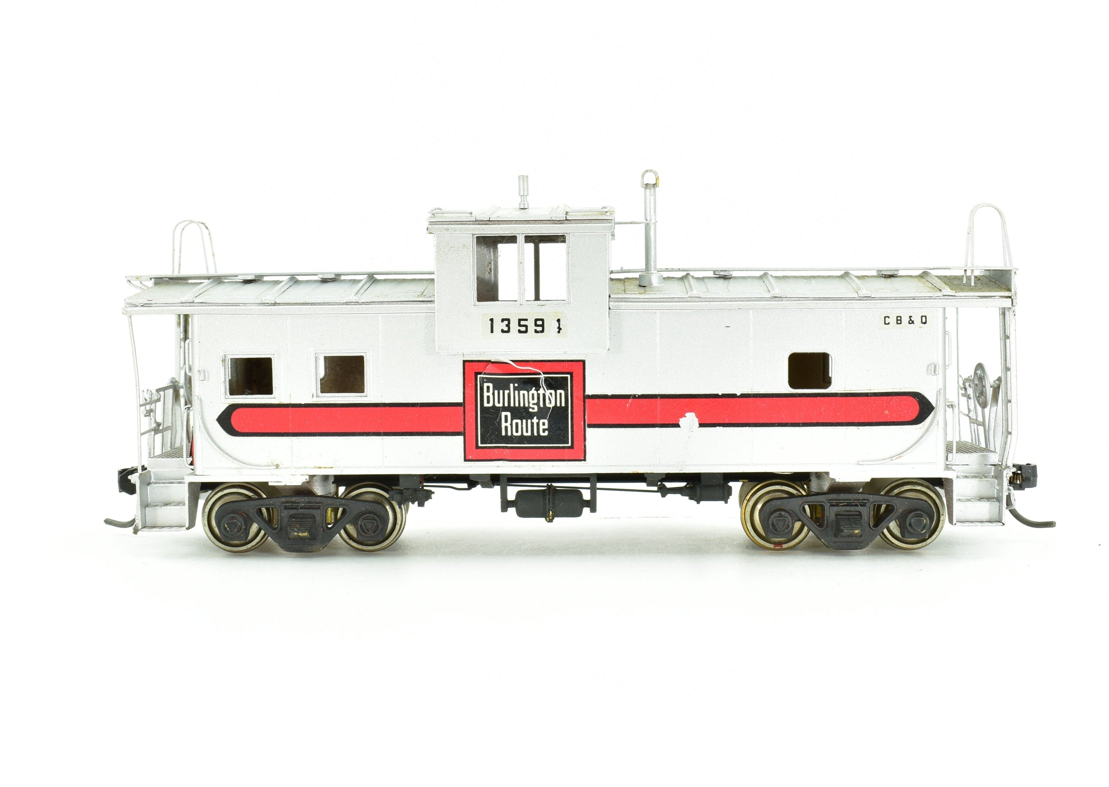 HO Scale Brass Model of Oriental Limited CB&Q - Burlington Route NE - 13 Wide Vision Waycar Steel Caboose CP for Model Train Enthusiasts