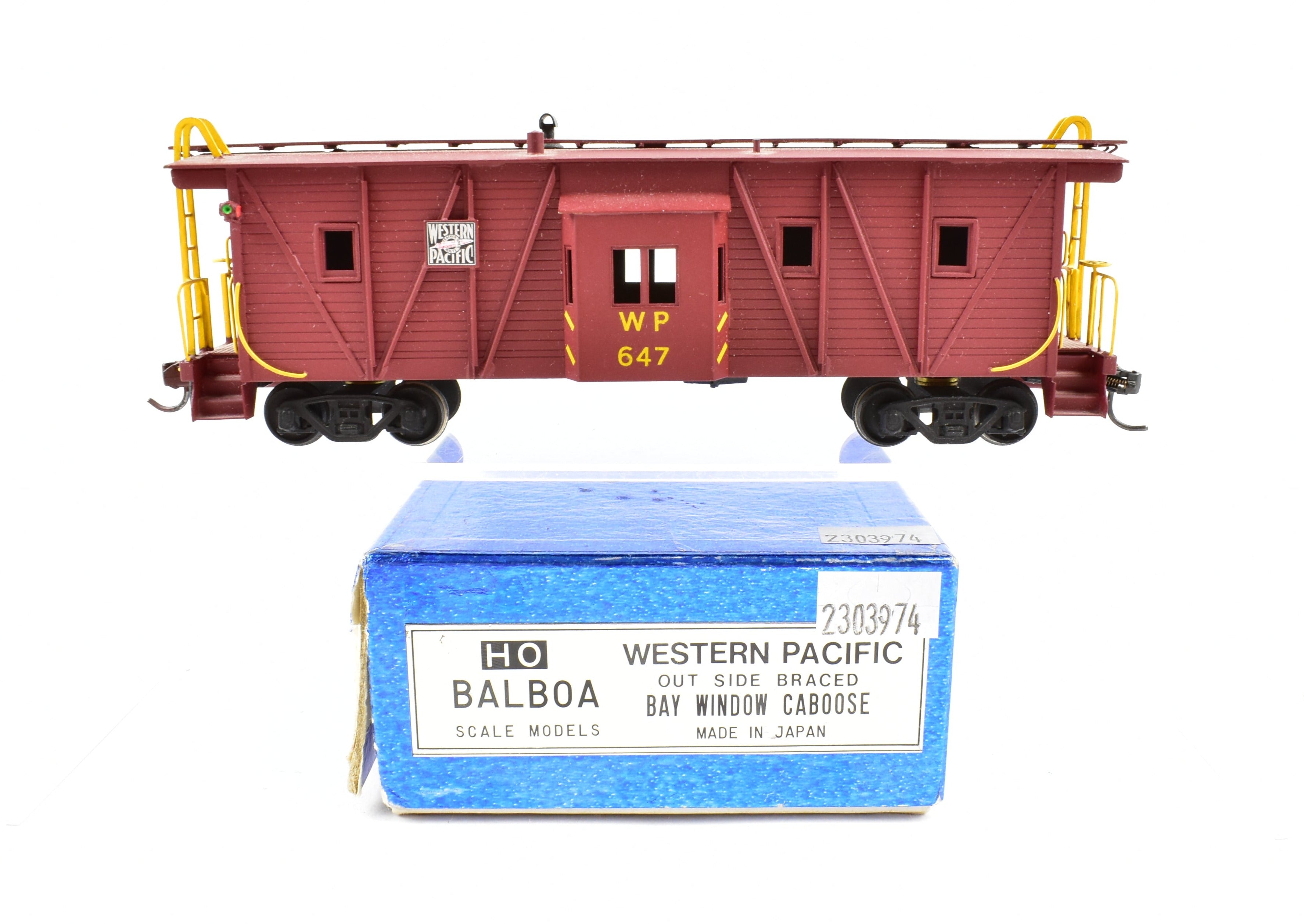 HO Scale Brass Balboa Western Pacific Outside Braced Bay Window Caboose Model - Western Pacific Style CP