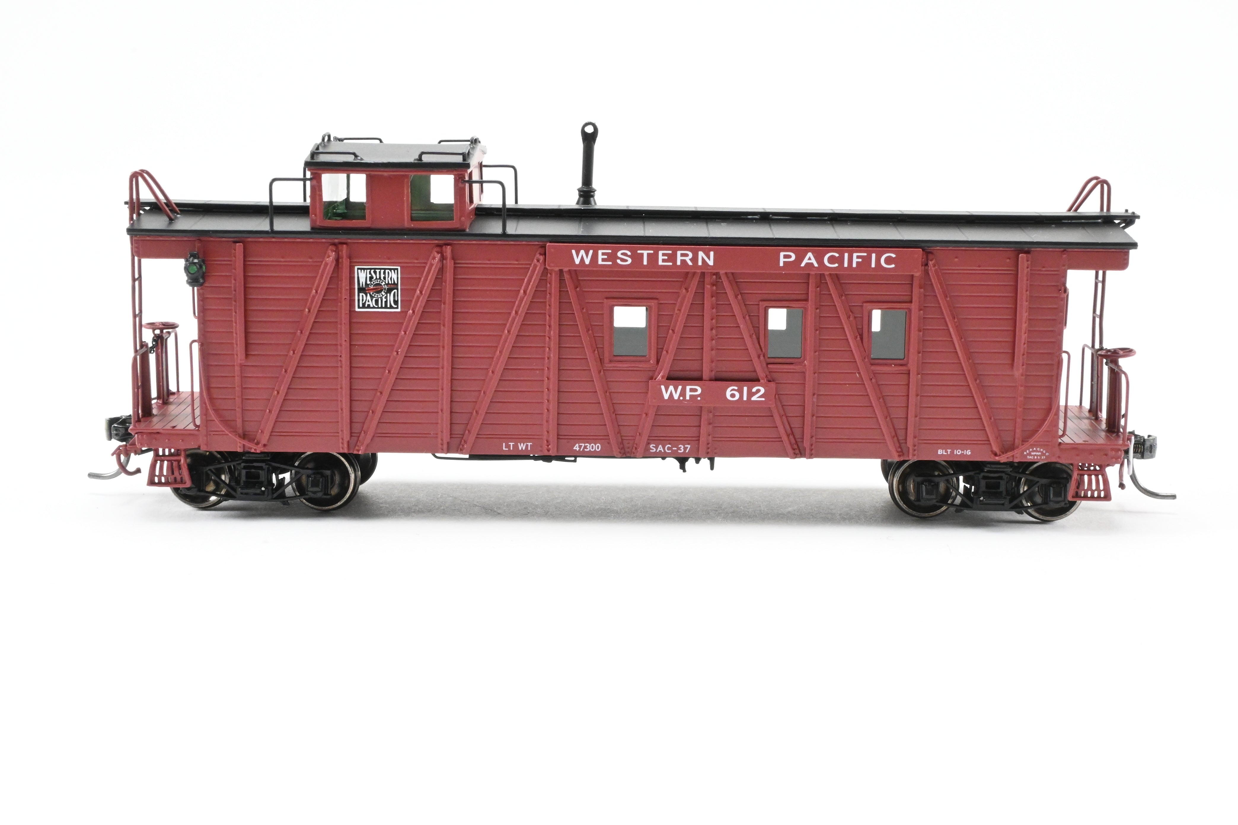 High - Quality HO Scale New Brass North Bank Line (NBL) and Western Pacific (WP) Caboose #612 with Recessed Ends and FP Brown Finish, Ideal for Model Train Enthusiasts