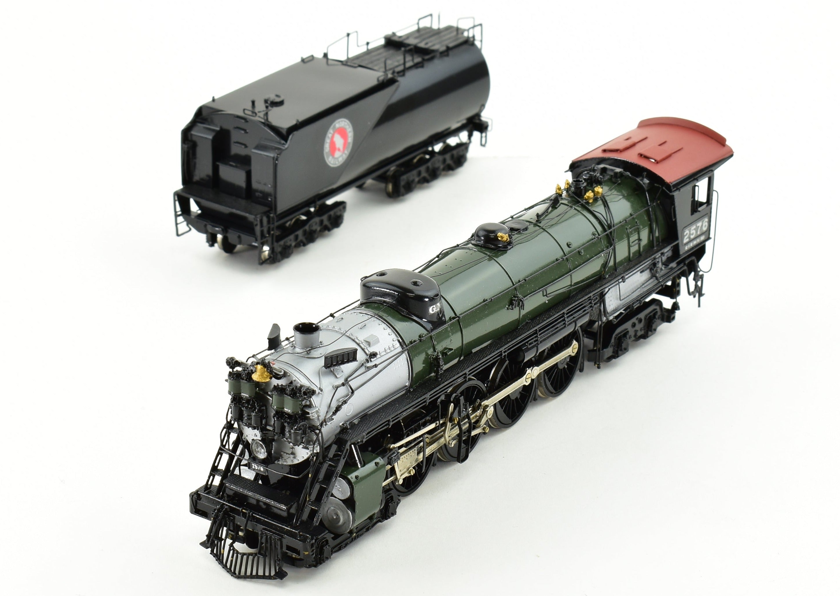 HO Scale Brass Model Train - Great Northern S-2 4-8-4 Professionally Painted in Glacier Park Scheme by Westside Model Co. GN