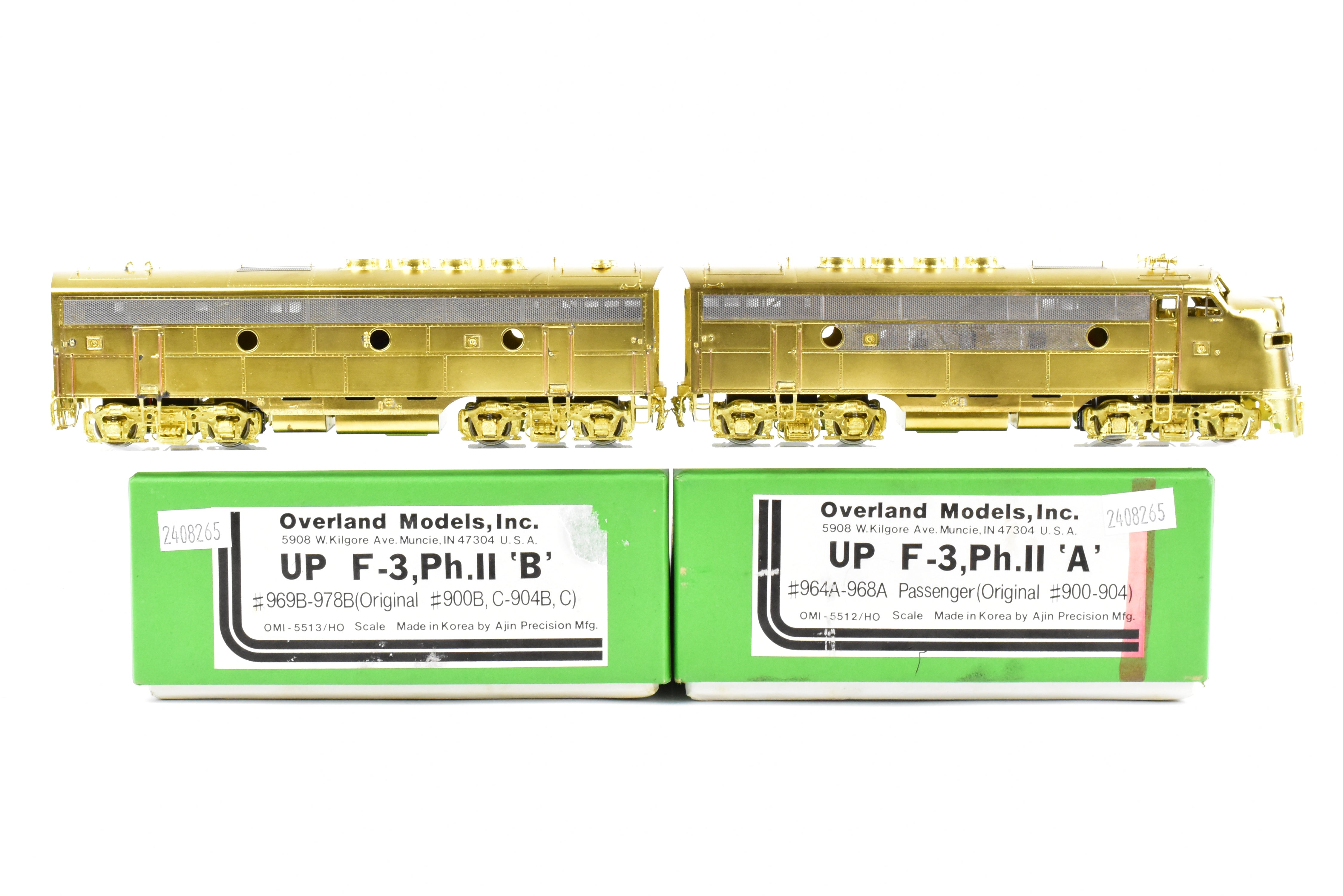 HO Scale Brass Locomotive Set - Overland Models, Inc. Union Pacific EMD F3 PH II A/B Passenger Train Set