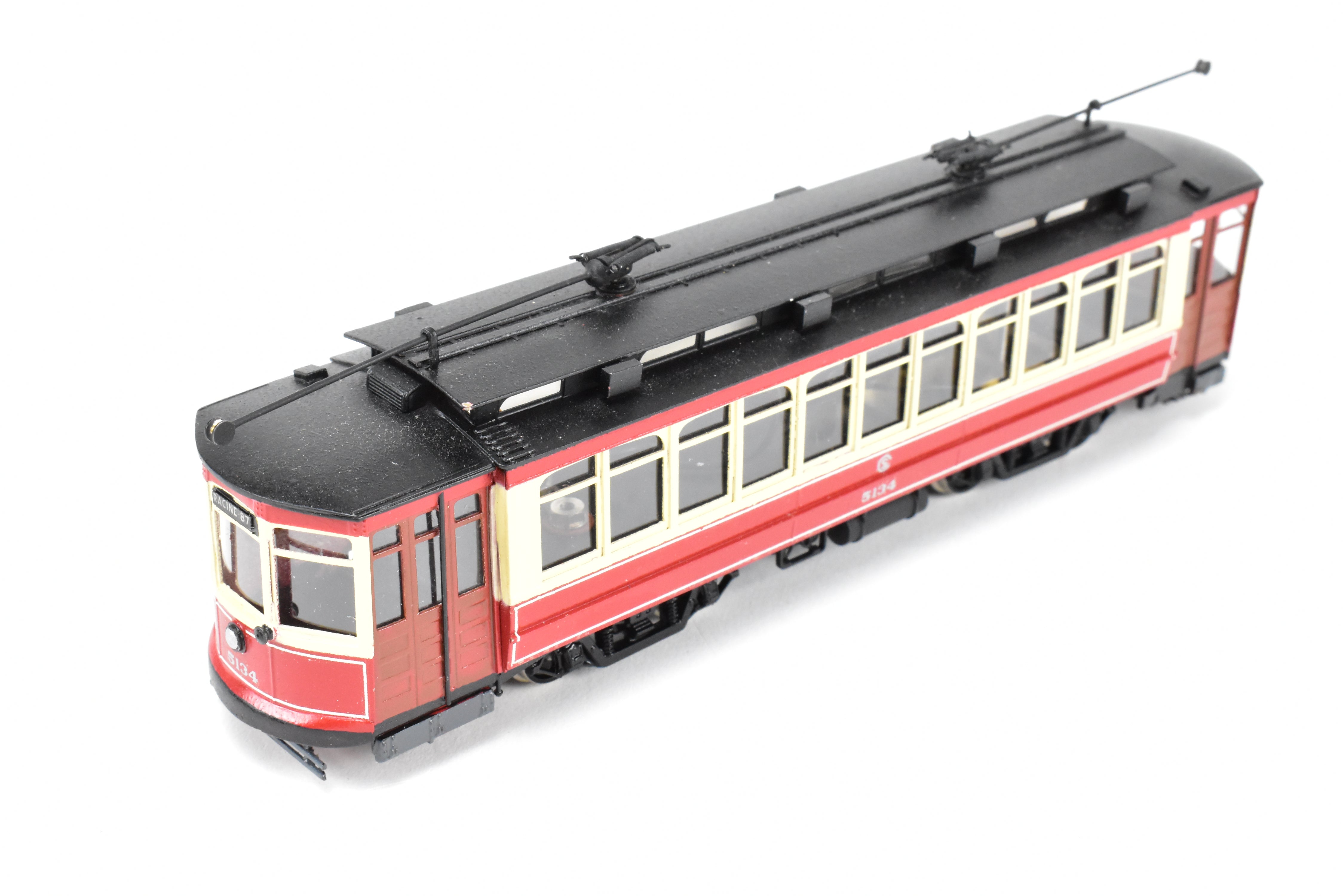 HO Scale Brass Interurban Model - Fairfield Models 347 CSL Chicago Surface Lines Short Brill Car with Custom Paint Job, Road Number 5124, in REBOXX Packaging