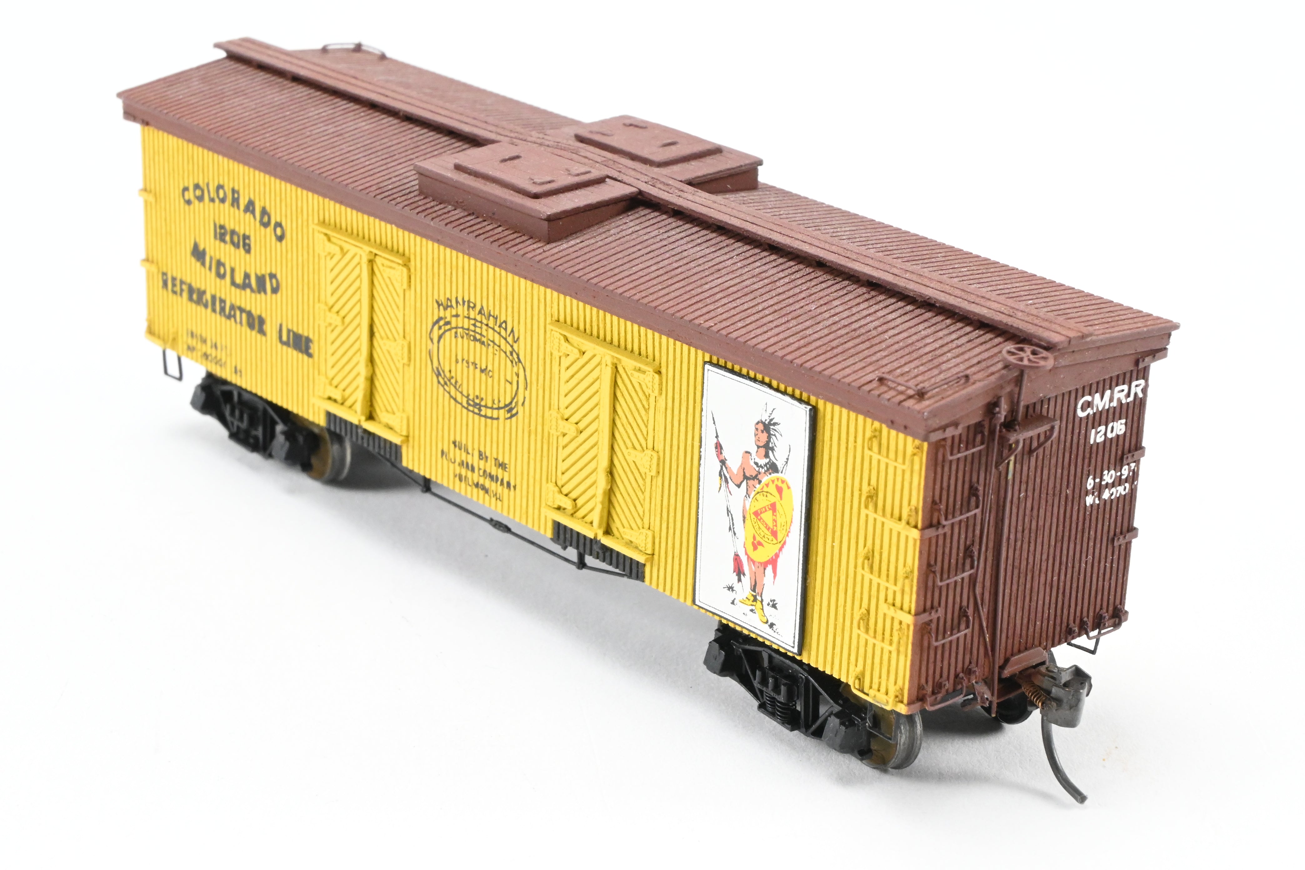 HO Scale La Belle Woodworking Colorado Midland 36-Foot Wood-Sided Refrigerator Car Model - Fully Assembled and Professionally Painted