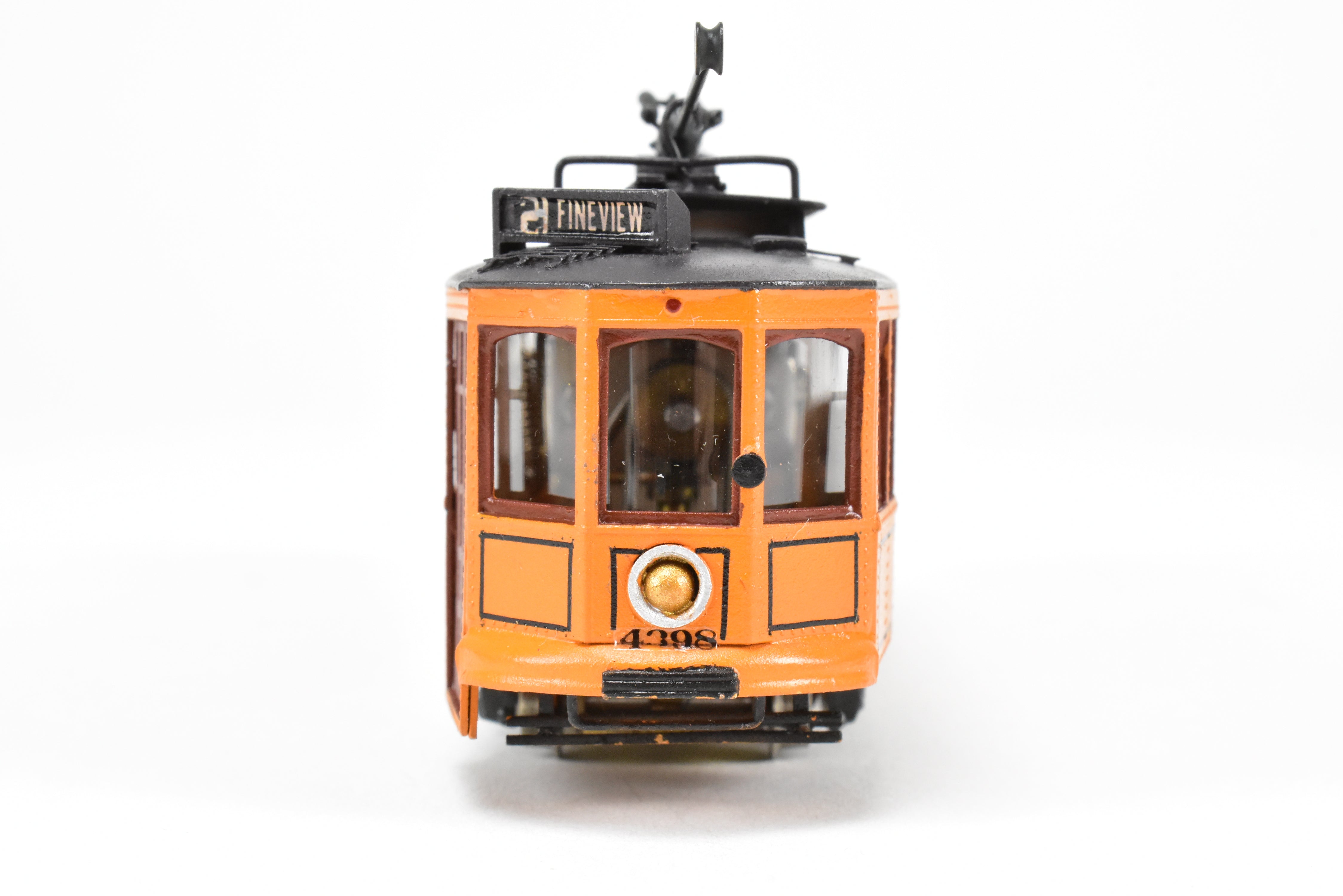 HO Scale Brass Custom-Painted Double-Ended Pittsburgh Railway Co. Jones Trolley Car #4398