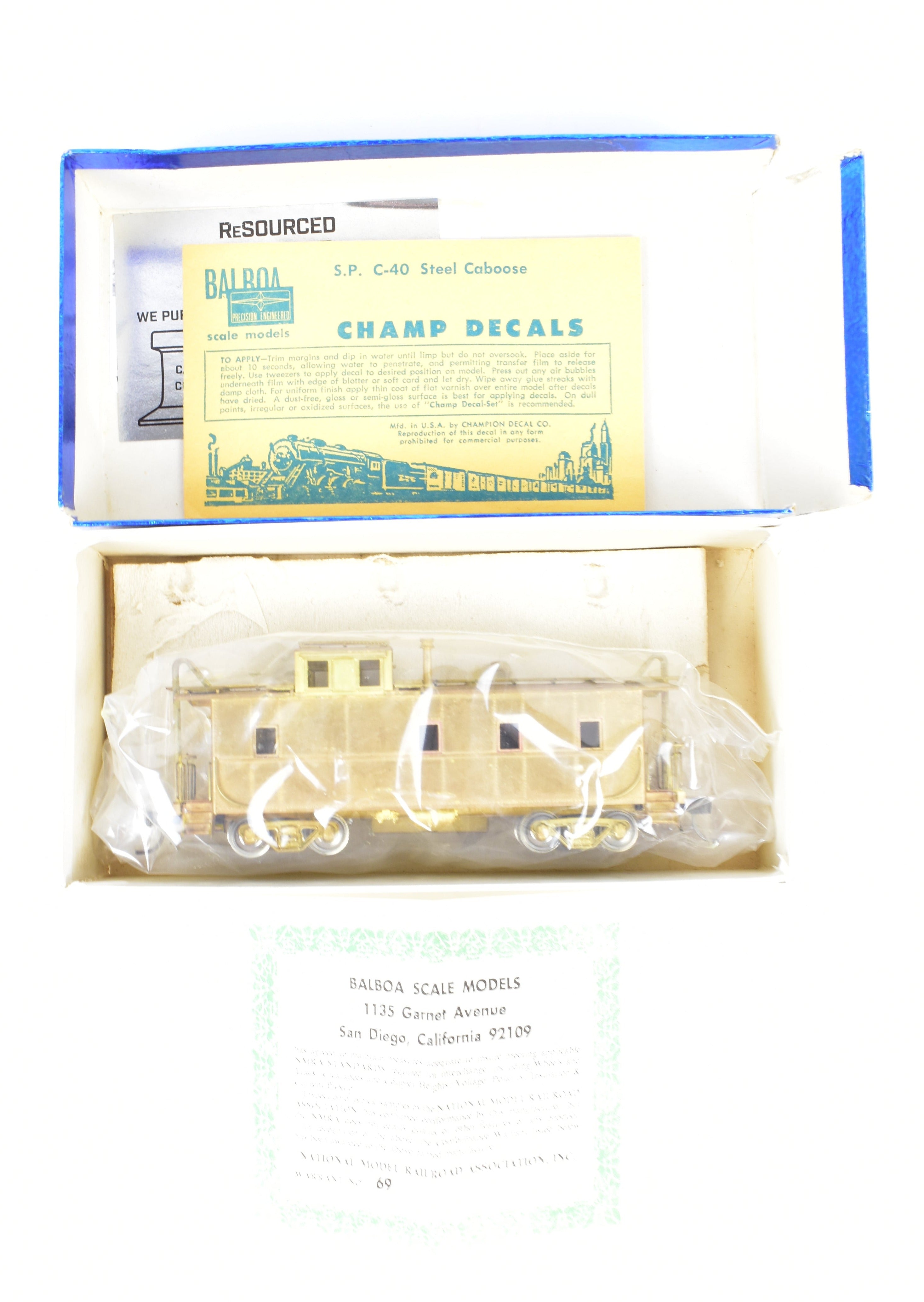 1967 HO Brass Balboa Southern Pacific C - 40 Steel Caboose Model