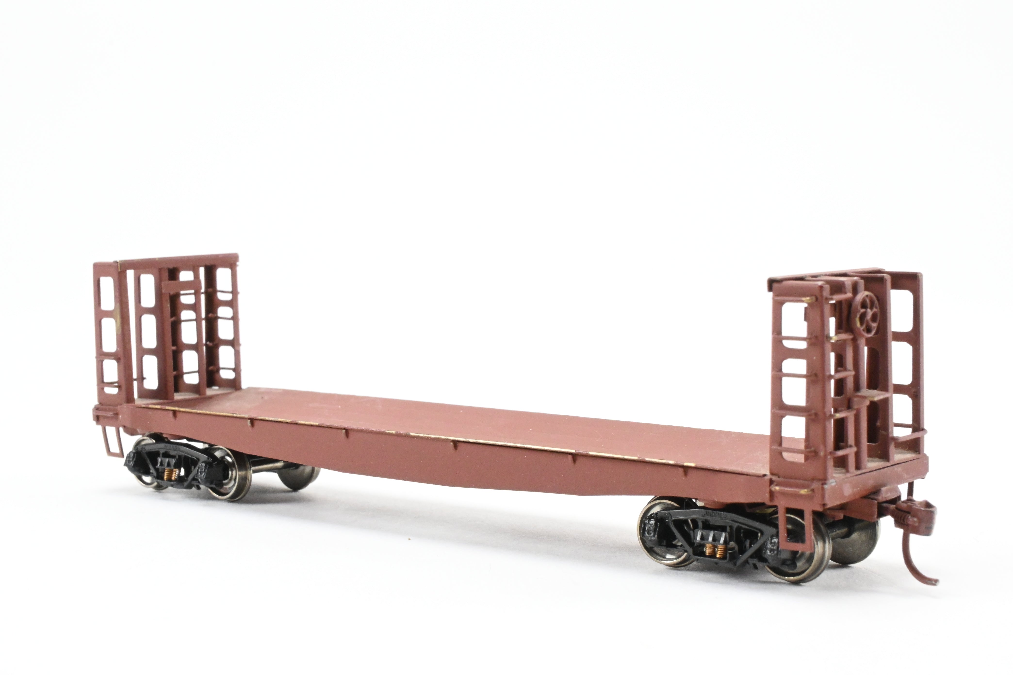 HO Scale Brass Custom - Painted Pulpwood Flatcar with Beveled Floor and Bulkhead by U.S. Hobbies (No Original Box)
