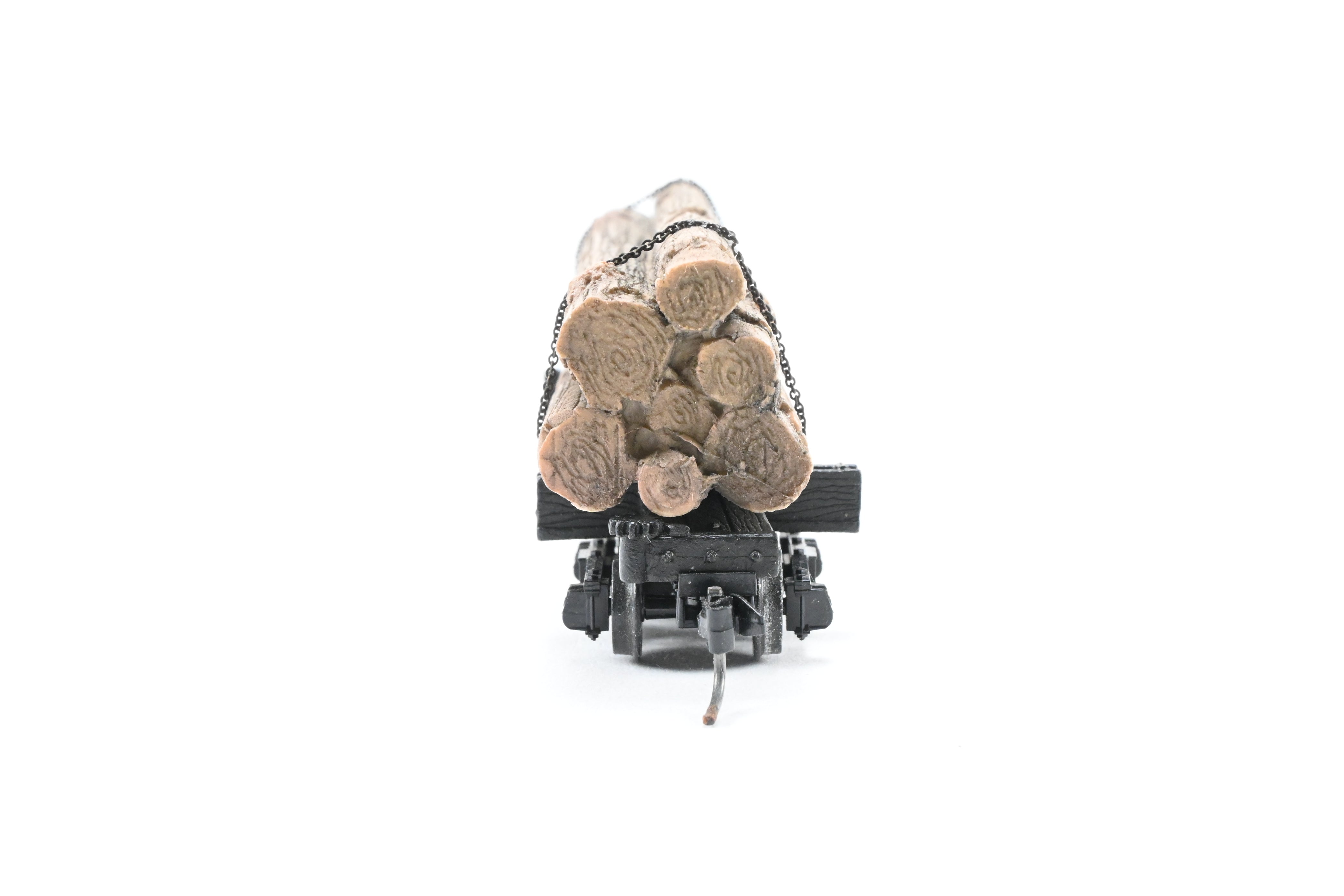 HOn3 Micro-Trains 30’ Factory-Painted Unlettered Skeleton Log Car with Load