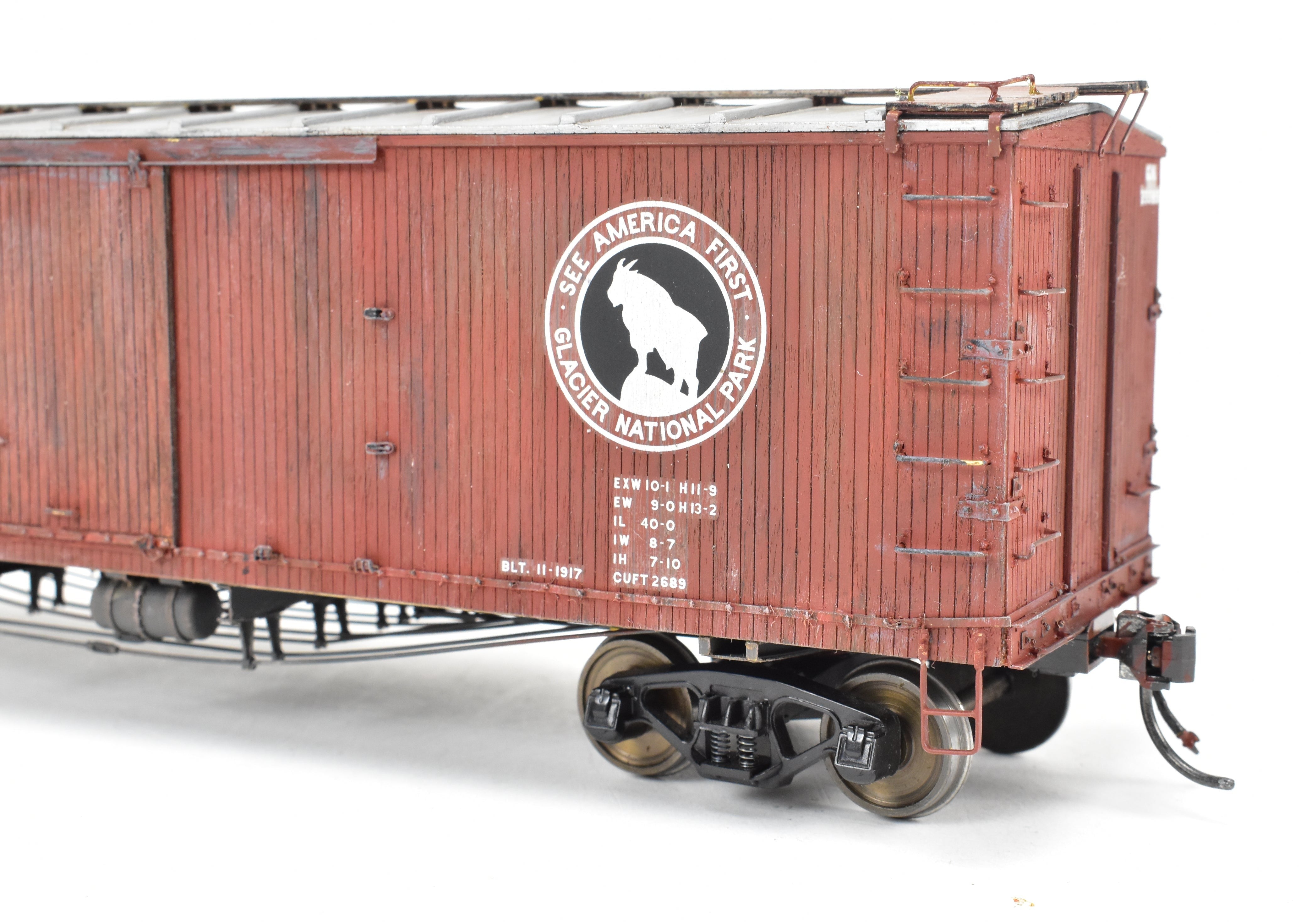 O Scale GN Great Northern 40' Truss Rod Pro - Built Painted Wood & Brass Boxcar Kit 403221
