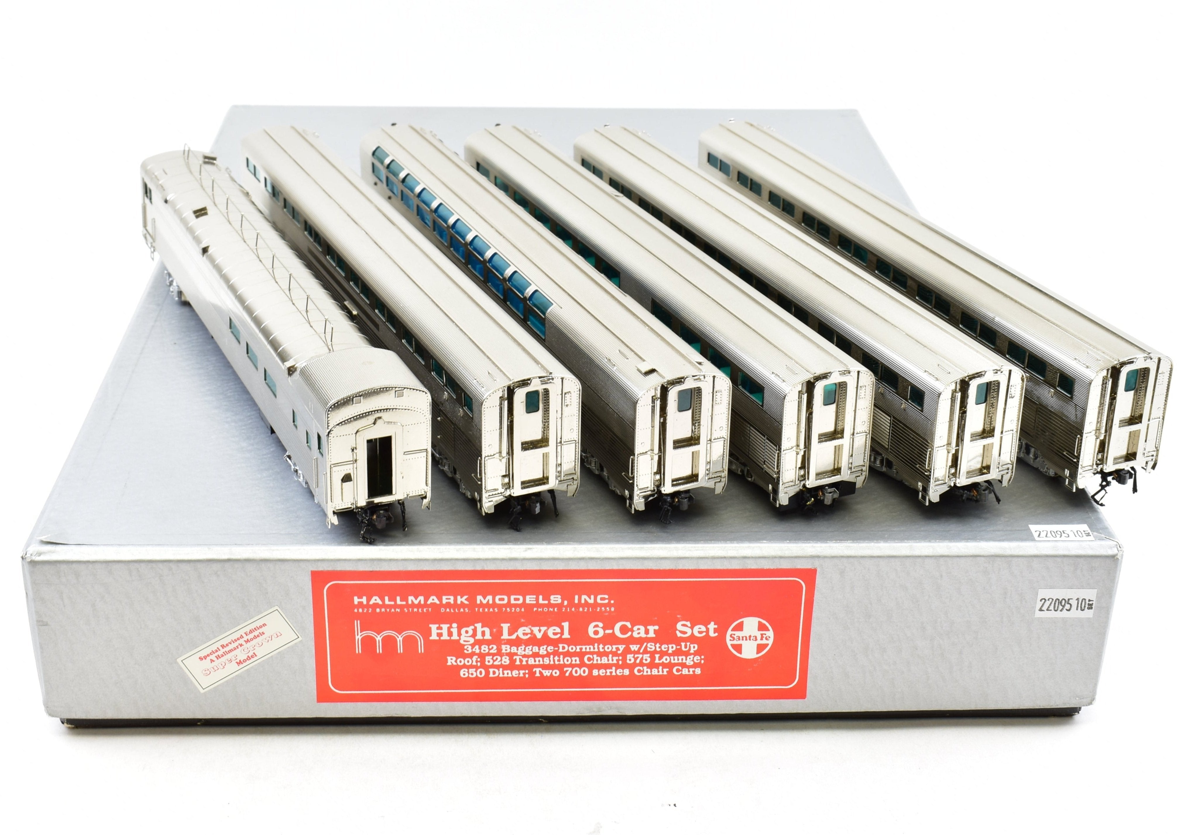 HO Brass CON Hallmark Models ATSF Santa Fe High-Level 6-Car Super Crown Special Revised Set