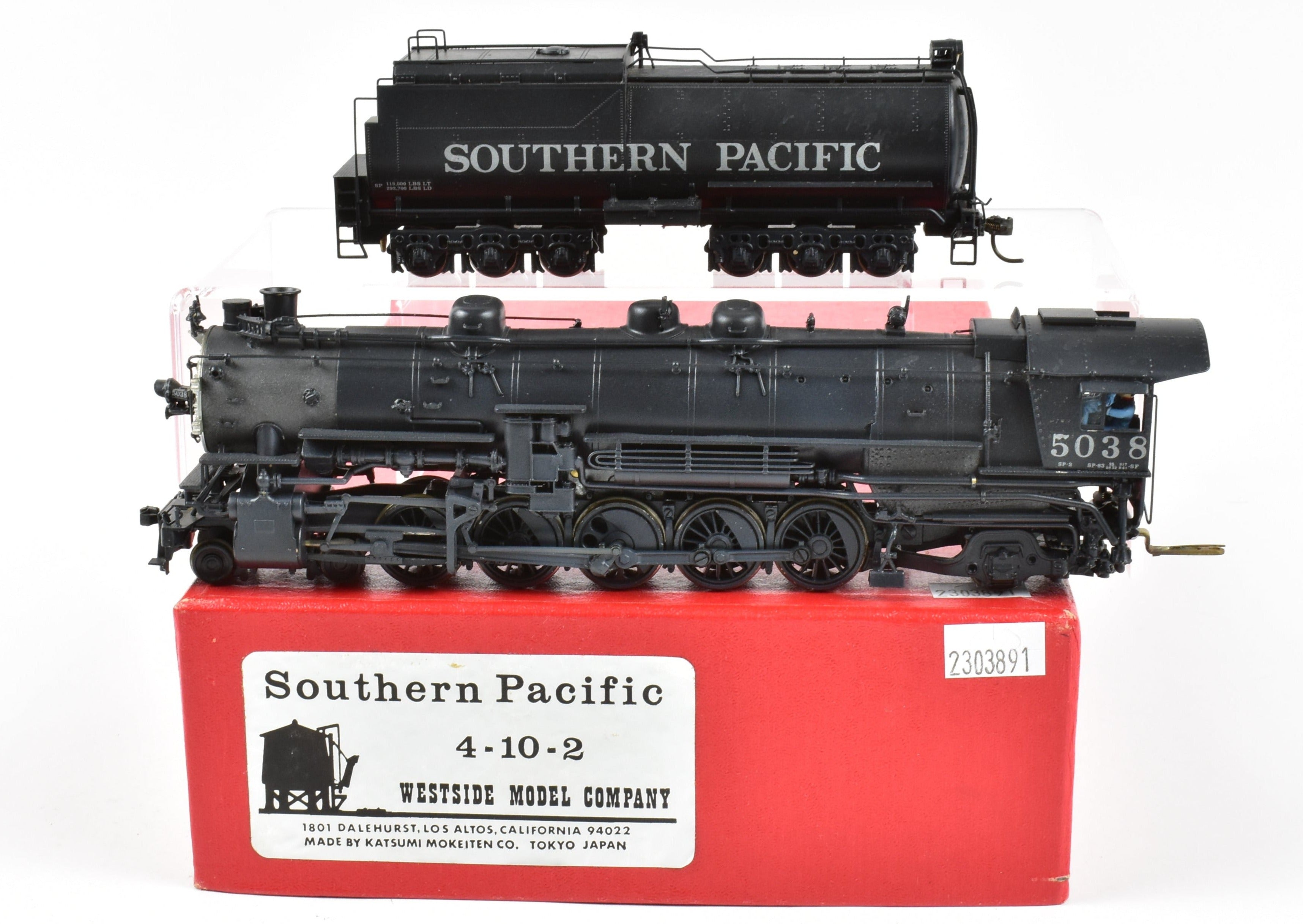 HO Scale Brass Westside Model Co. Southern Pacific SP-2 4-10-2 Custom Painted Steam Locomotive Model No. 5038 for Railroad Enthusiasts