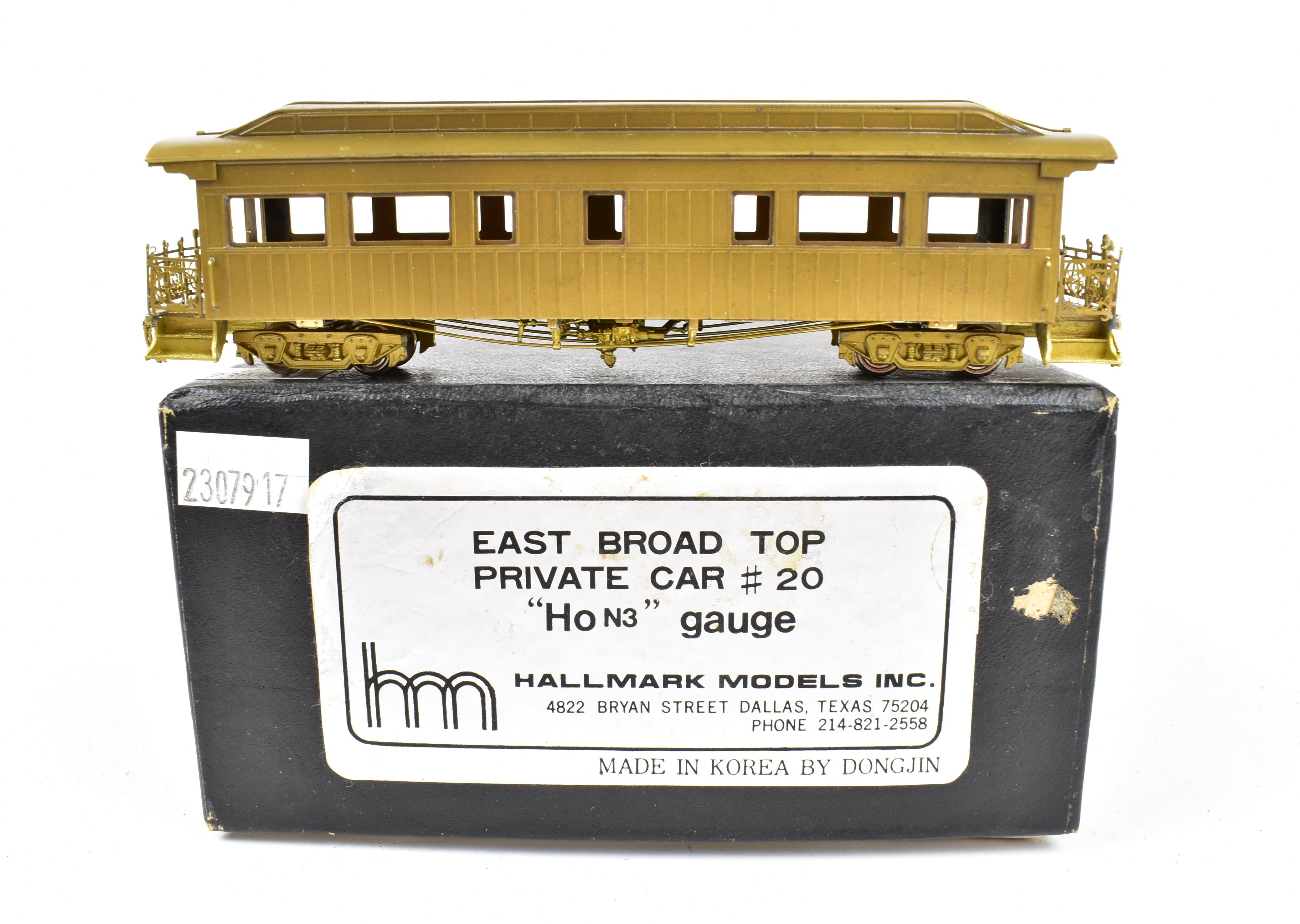 HOn3 Scale Brass Hallmark Models East Broad Top Private Car #20 - Exquisite EBT Collectible