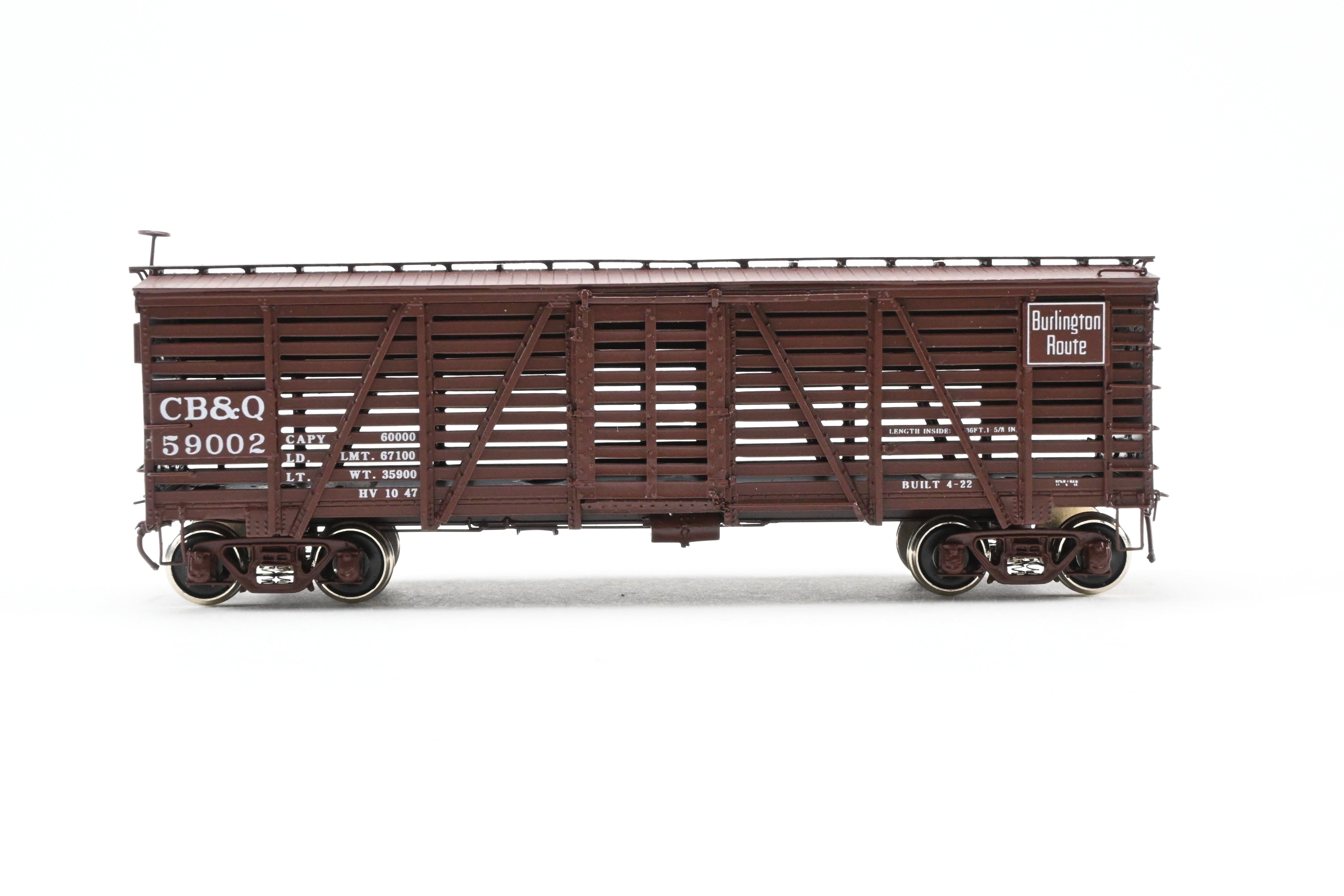 HO Scale Brass Challenger Imports CB&Q Burlington Route SM-16 36' Stock Car No. 59002