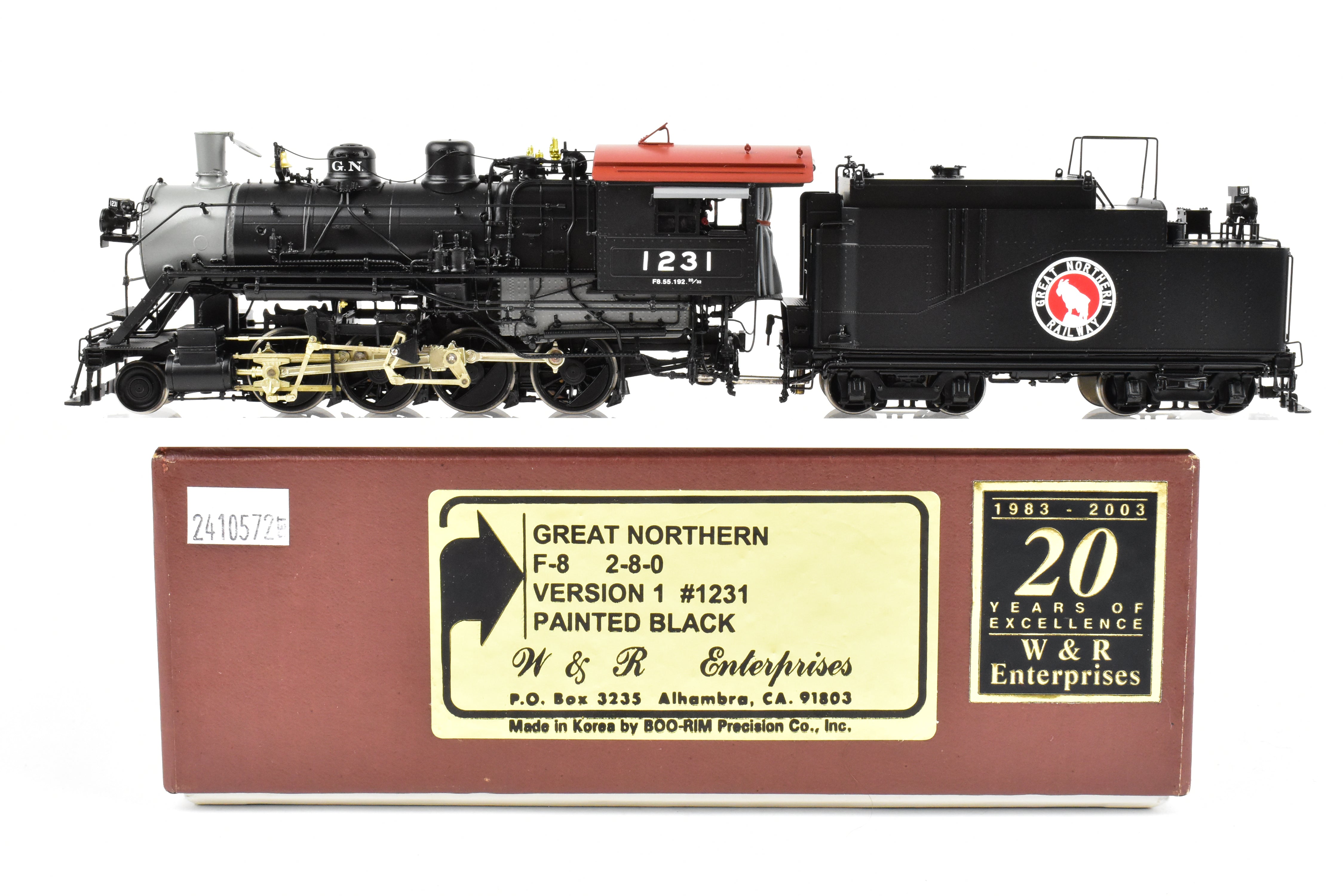 HO Brass GN - Great Northern F-8 2-8-0 FP Black Oil-Fired No. 1231 Model