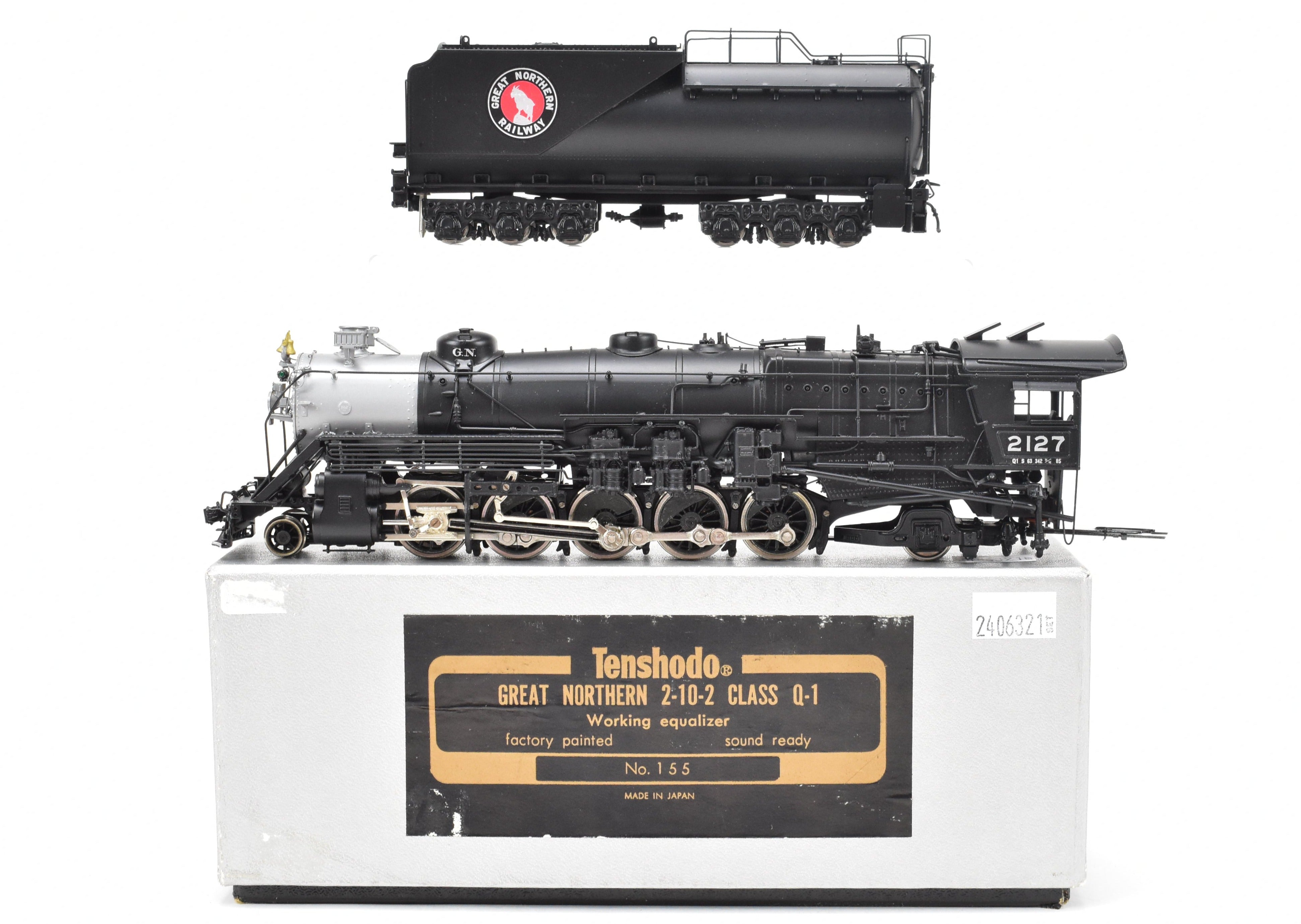 HO Scale Brass PFM - Tenshodo Great Northern 2-10-2 Class Q-1 Factory Painted Model Engine from 1984 Production Run