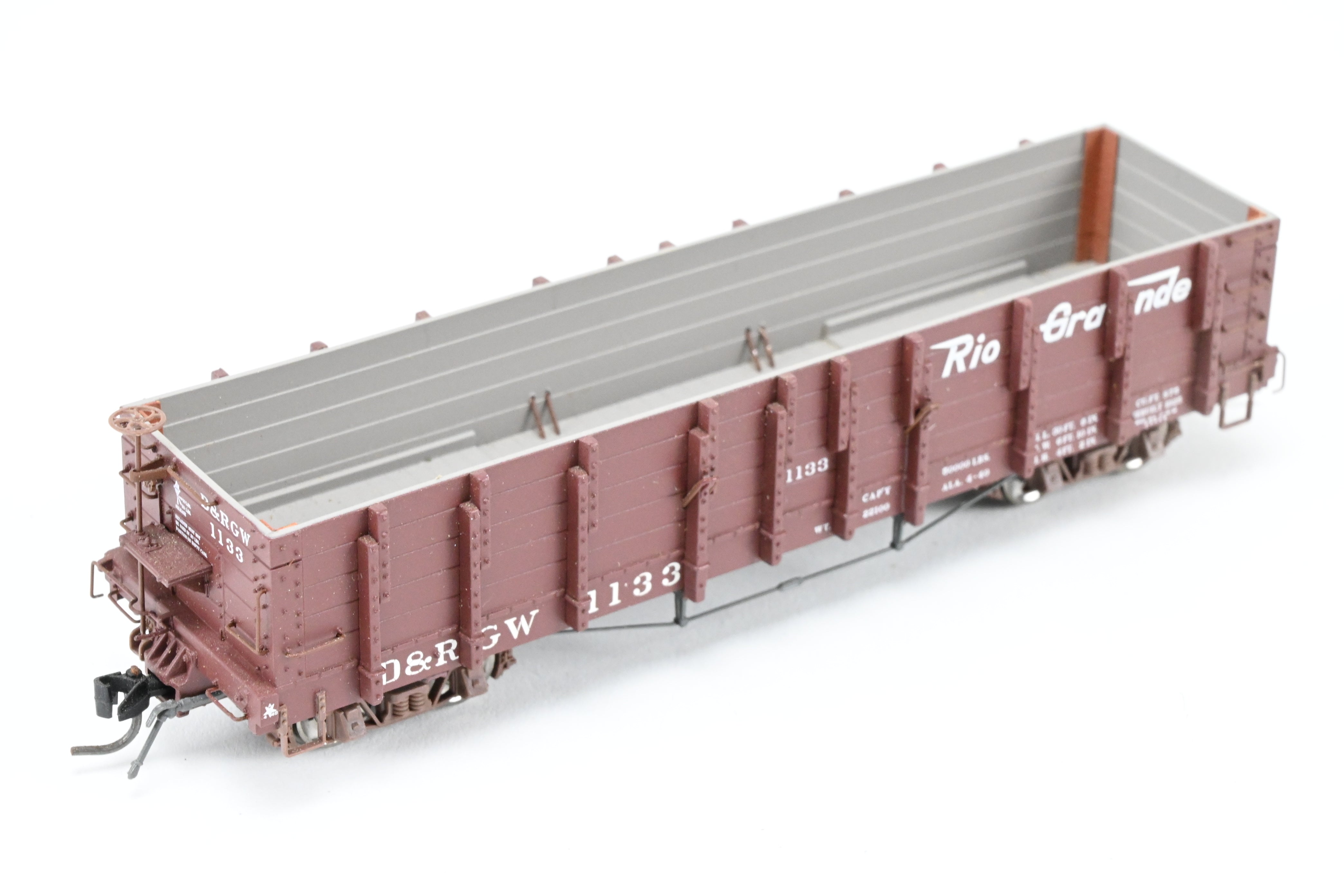 HOn3 Blackstone Models D&RGW Brown High Side Gondola No. 1133 with Flying Grande Herald