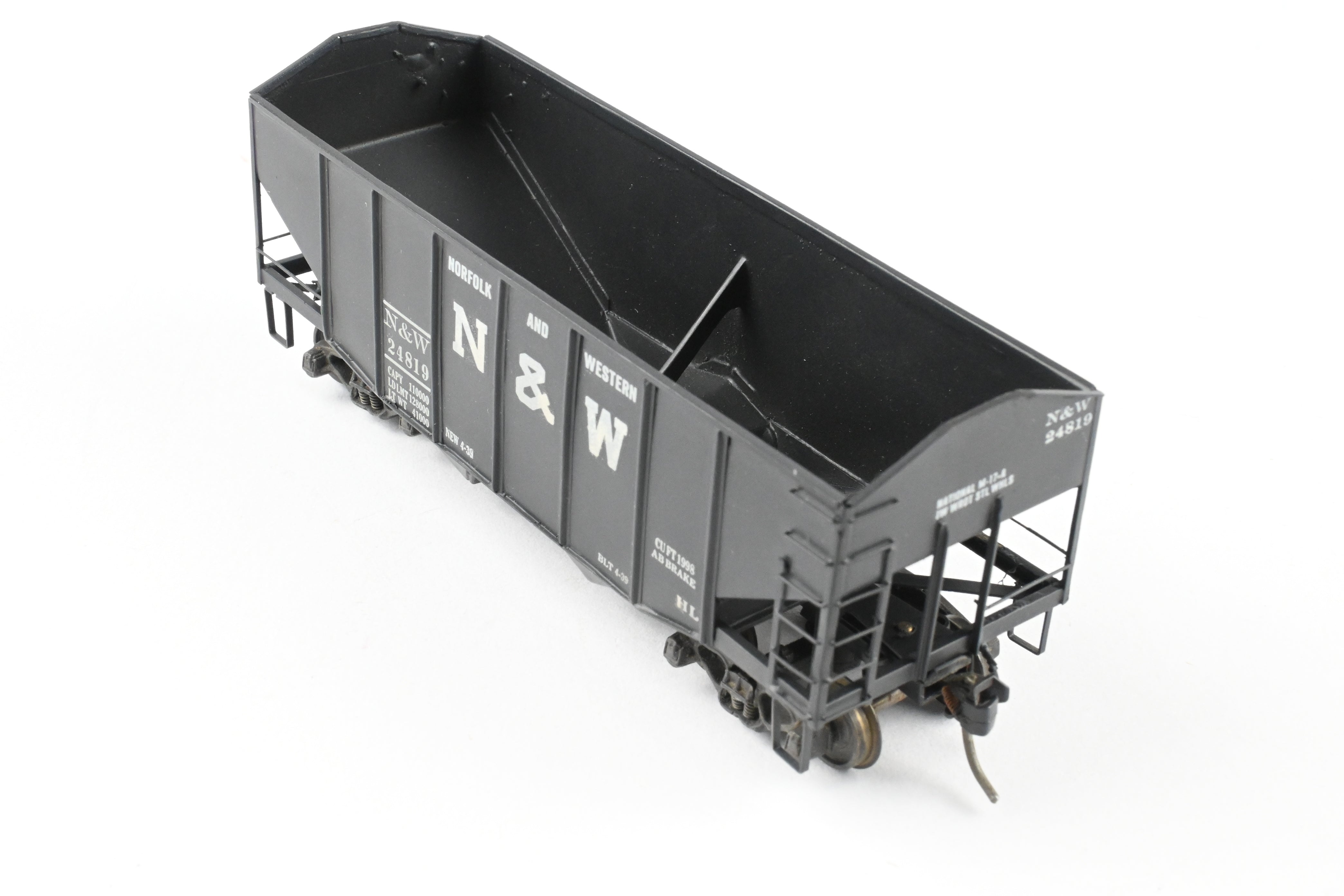 HO Scale Brass Custom Painted N&W (Norfolk & Western) 55-Ton 2-Bay Hopper Model for N&W Coal Trains - REBOXX Packaging