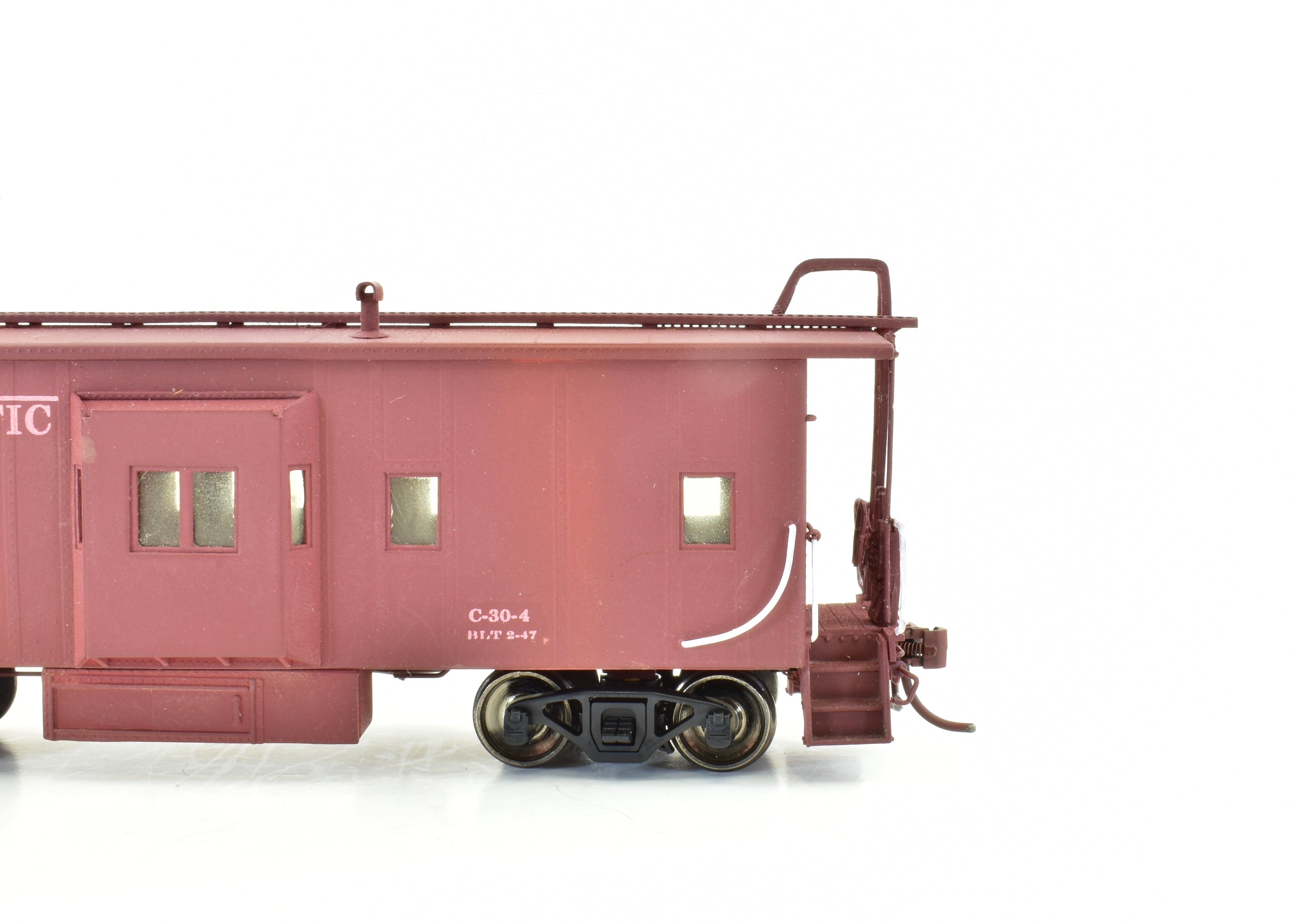 HO Scale Brass Precision Scale Co. Model of Southern Pacific C-30-4 Bay Window Caboose with Custom Painting and Weathering, Imported from Korea in 1990
