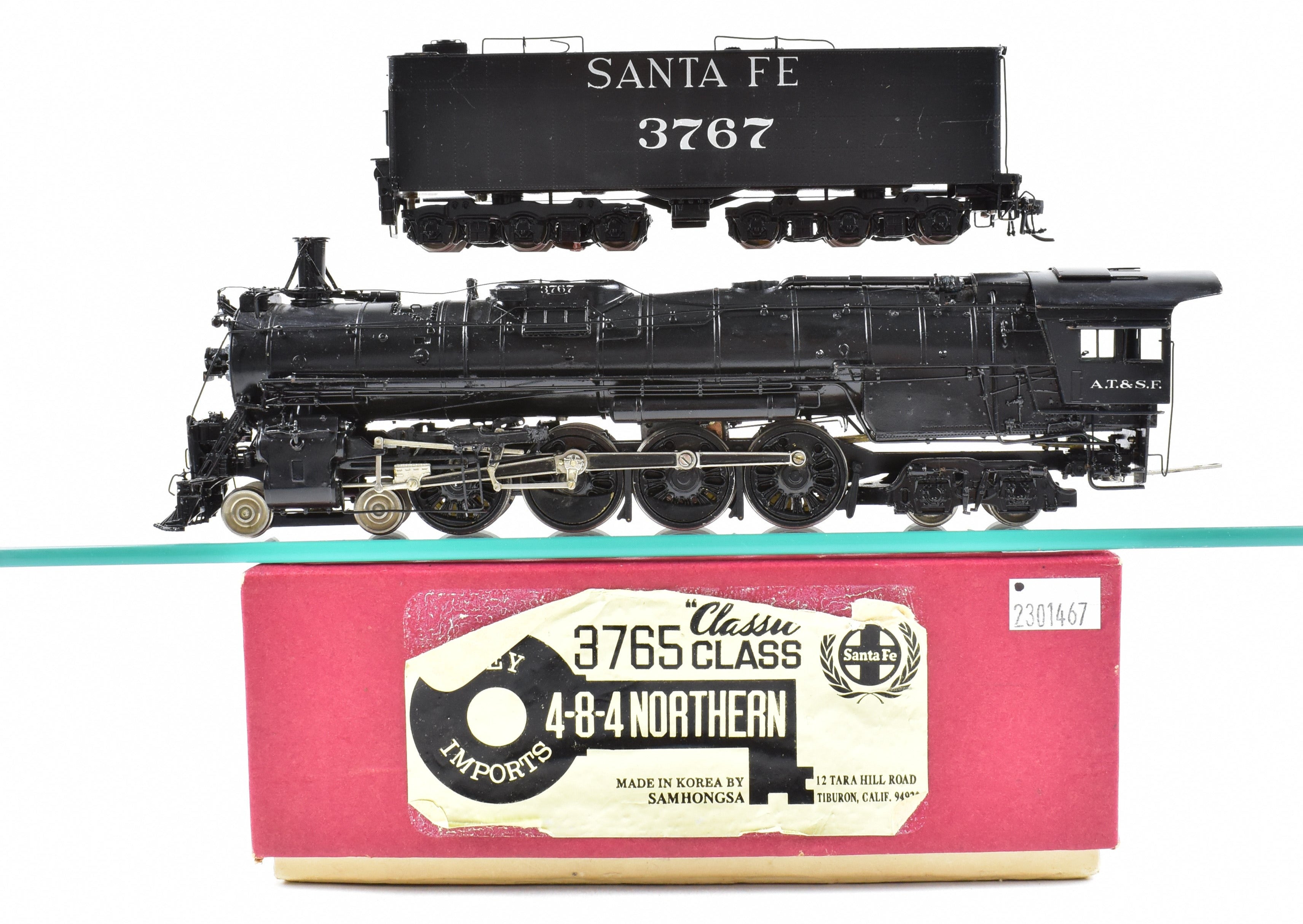 HO Scale Brass Key Imports ATSF - Santa Fe 3765 Class 4-8-4 Northern Steam Locomotive Custom Painted with the Number 3767