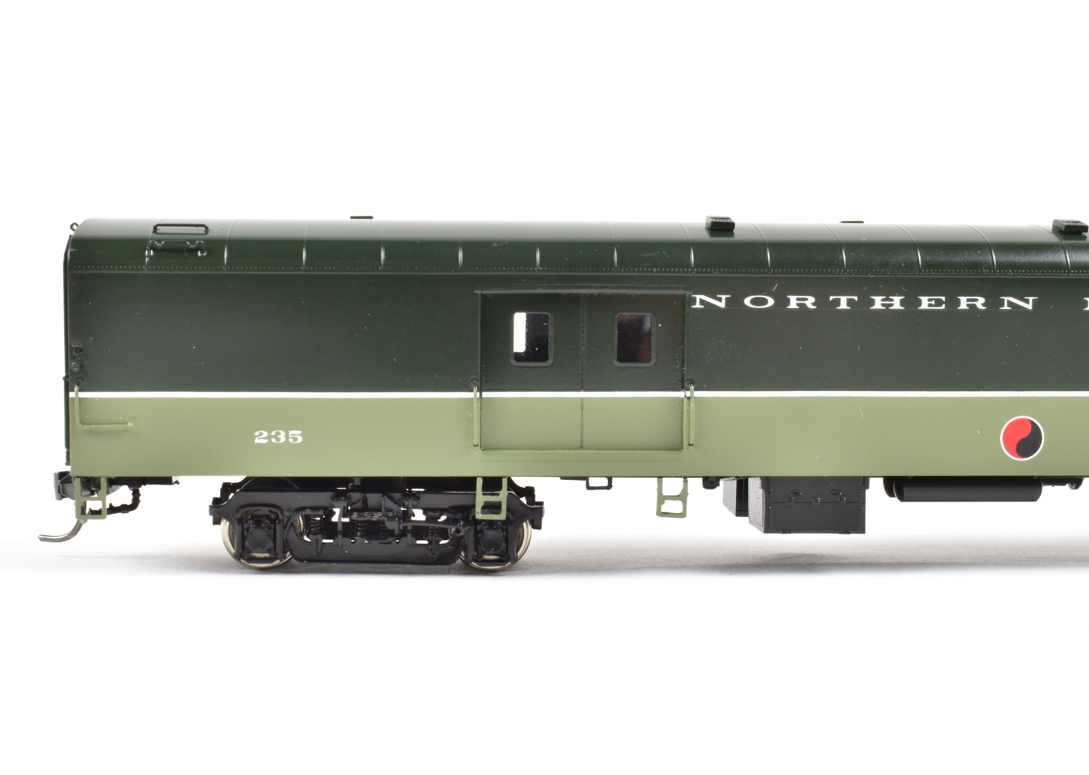 HO Scale Brass Model Railroad Baggage Car by A. W. Enterprises - Northern Pacific #203 - 239 Professionally Painted in North Coast Limited Lowey Scheme
