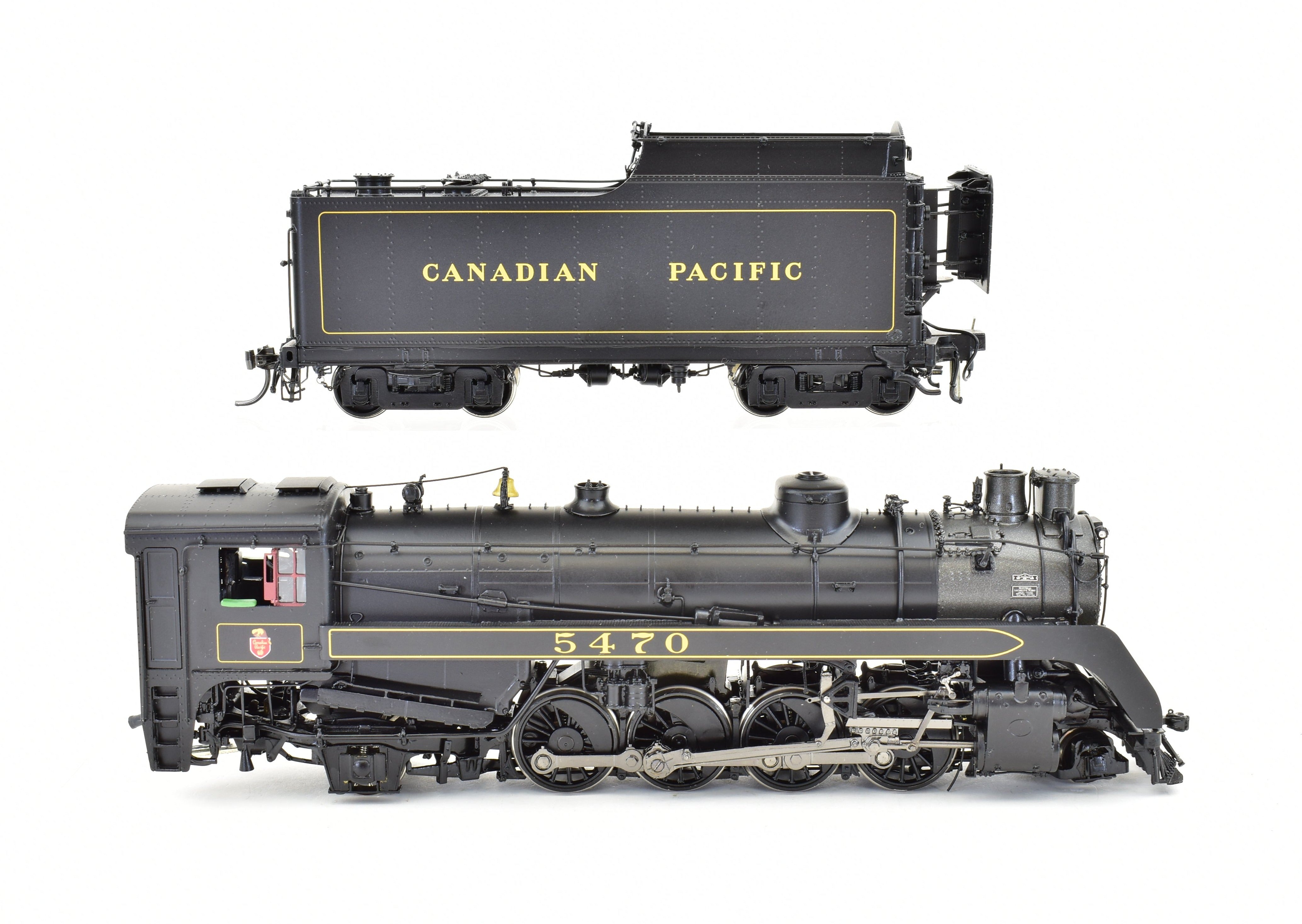 HO Scale Brass Model Train - Division Point CPR (Canadian Pacific Railway) Class P - 2k 2 - 8 - 2 Steam Locomotive #5470 with Front Pilot