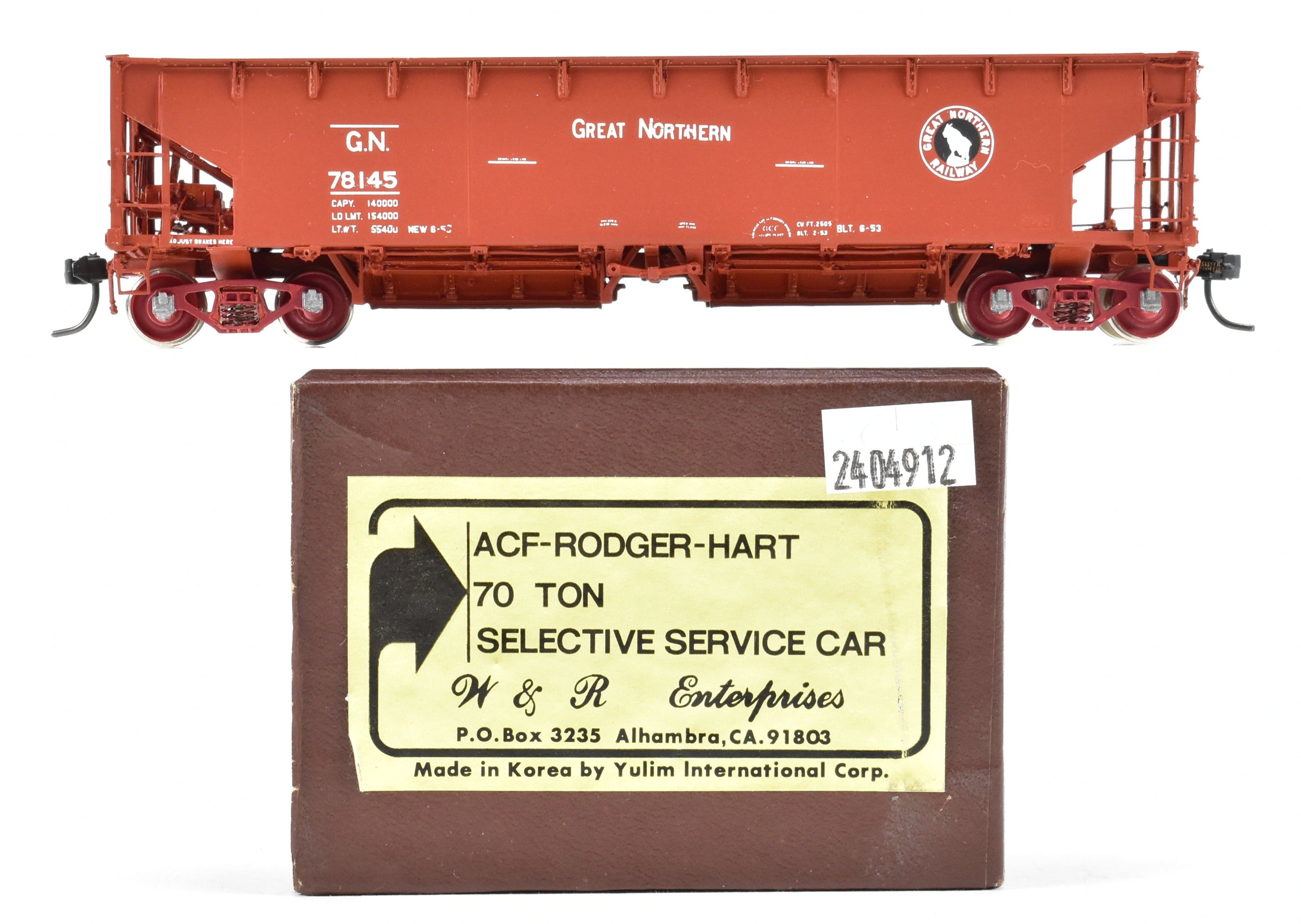 HO Scale Brass Great Northern 70-Ton Selective Service Car C/P No. 78145 by W&R Enterprises