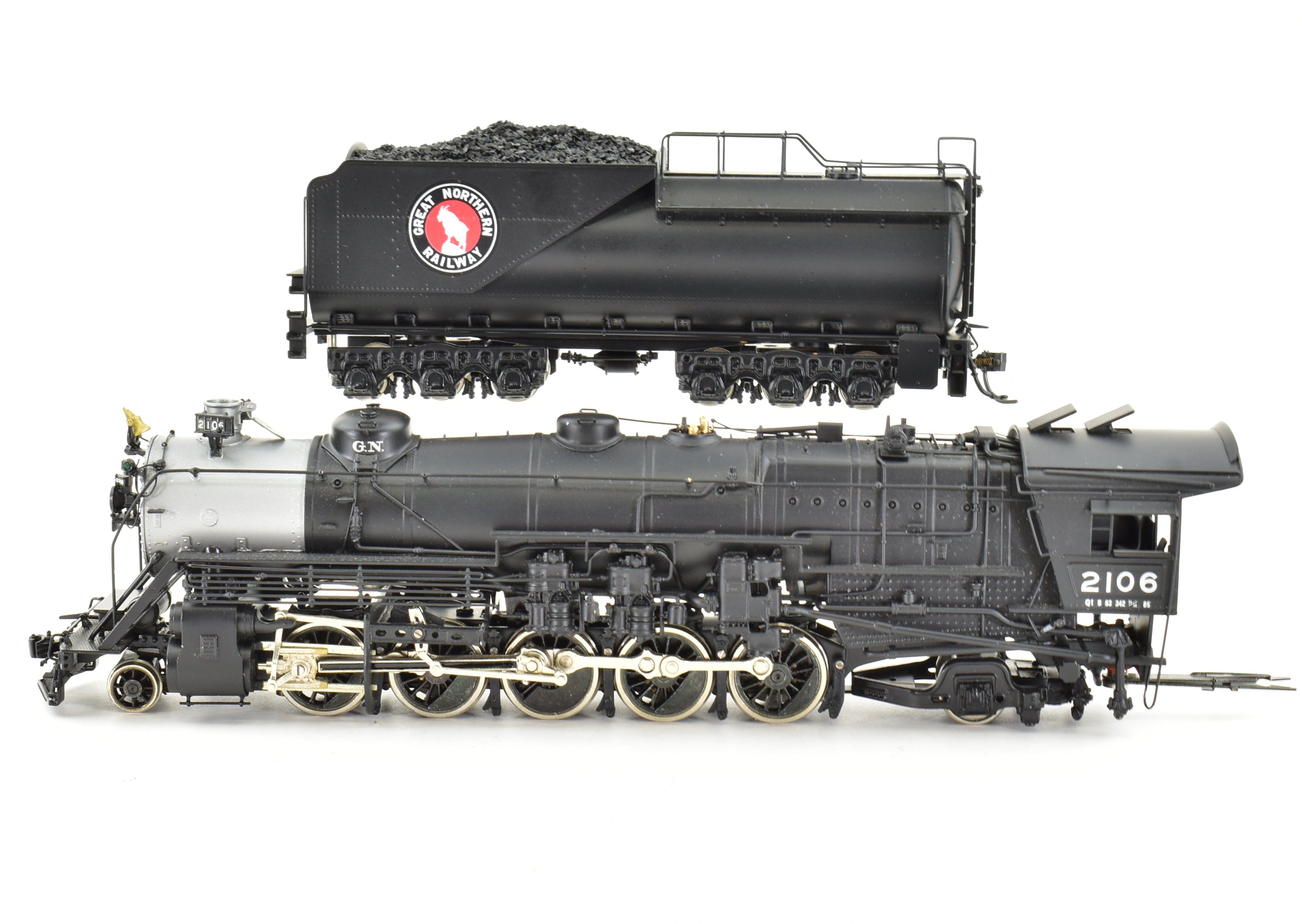 High - Quality HO Scale Brass Model Train CON PFM - Tenshodo GN - Great Northern 2 - 10 - 2 Class Q - 1 Factory - Painted Model from 1984 Production Run