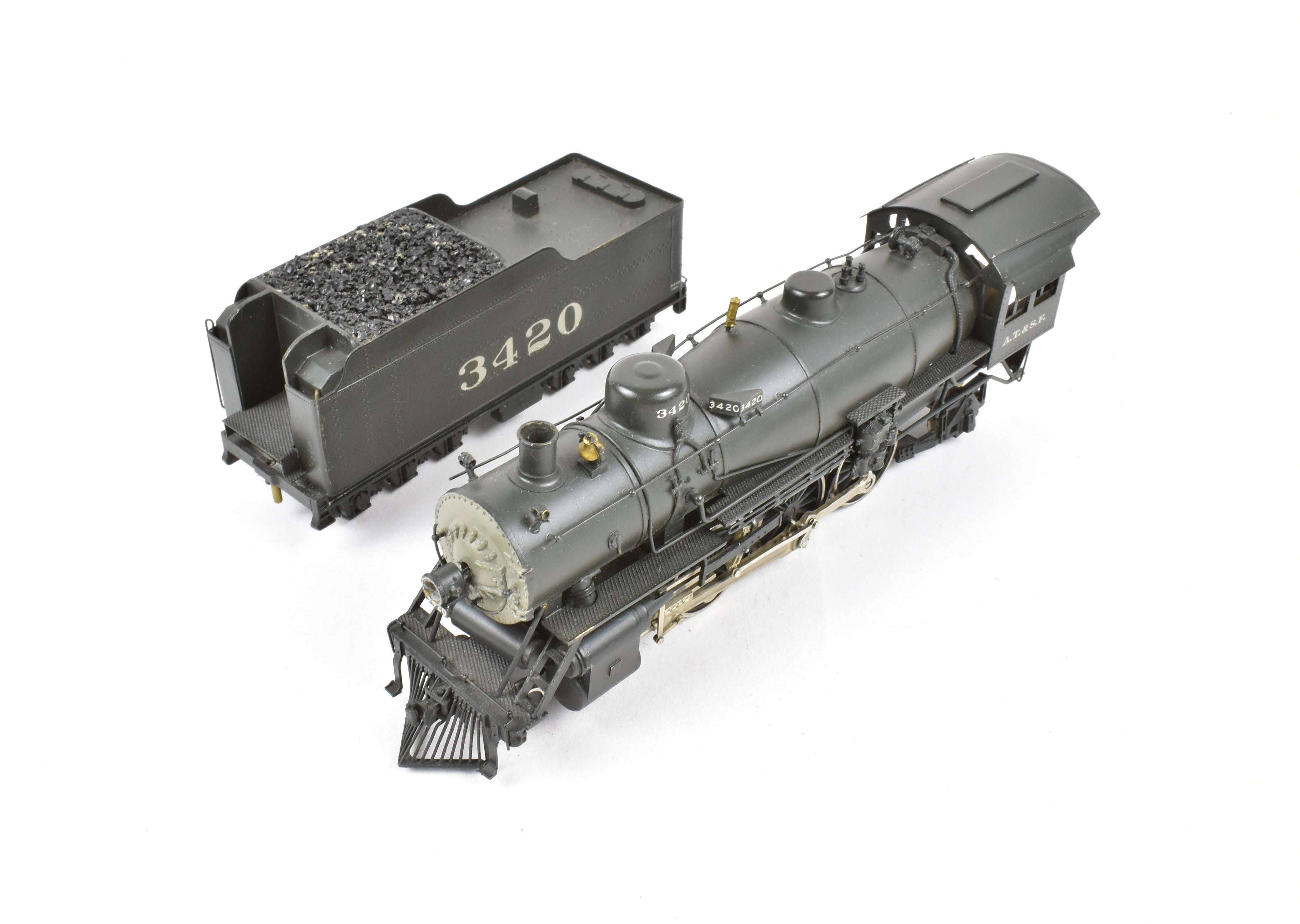 HO Scale Brass Model Train - Associated Hobby Manufacturers (AHM) HCB AT&SF - Santa Fe 3400 Class 4-6-2 Custom Painted Steam Locomotive