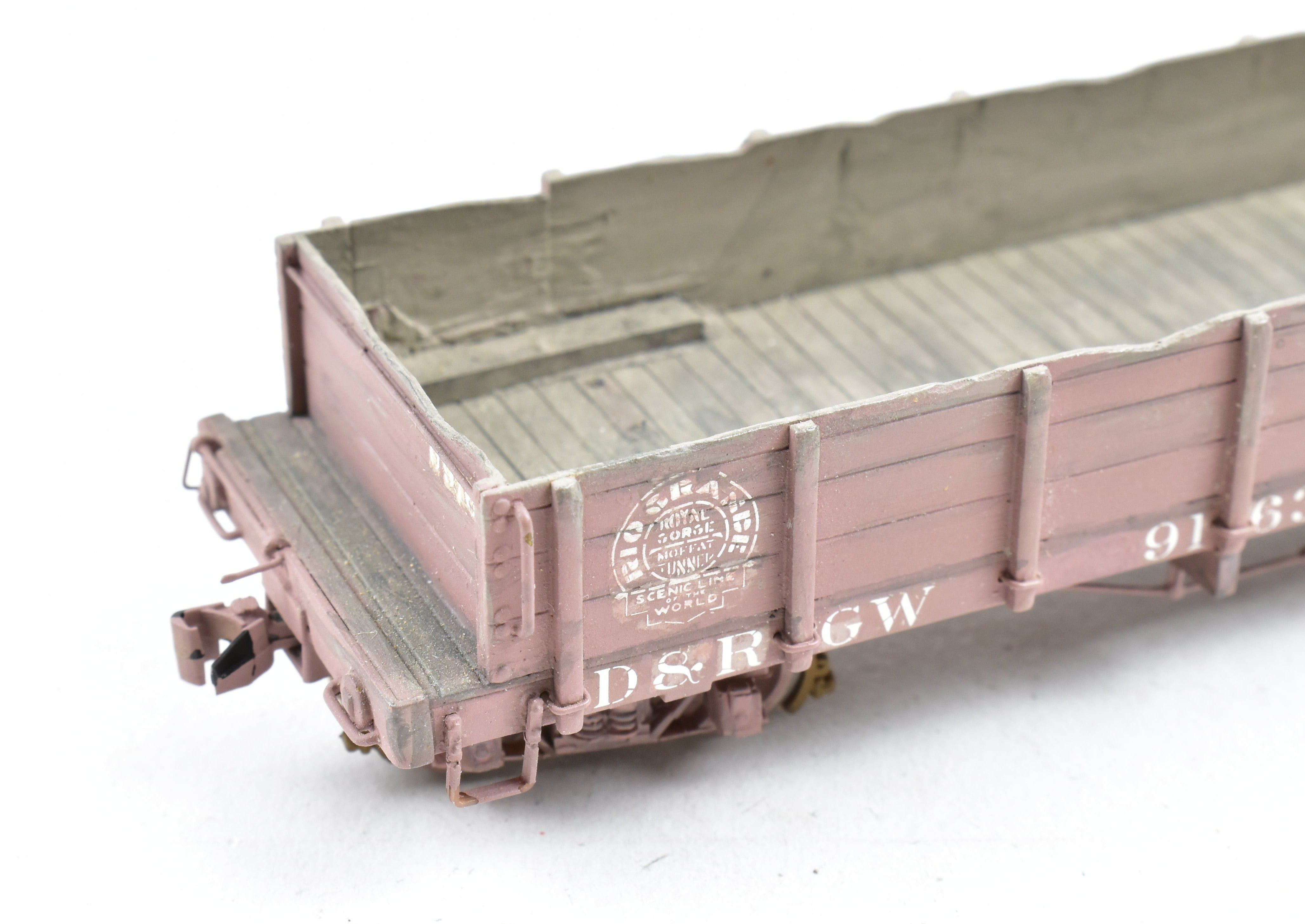 HOn3 Scale Brass Pacific Traction D&RGW - Denver & Rio Grande Western Custom Painted and Weathered Gondola Model Train Car