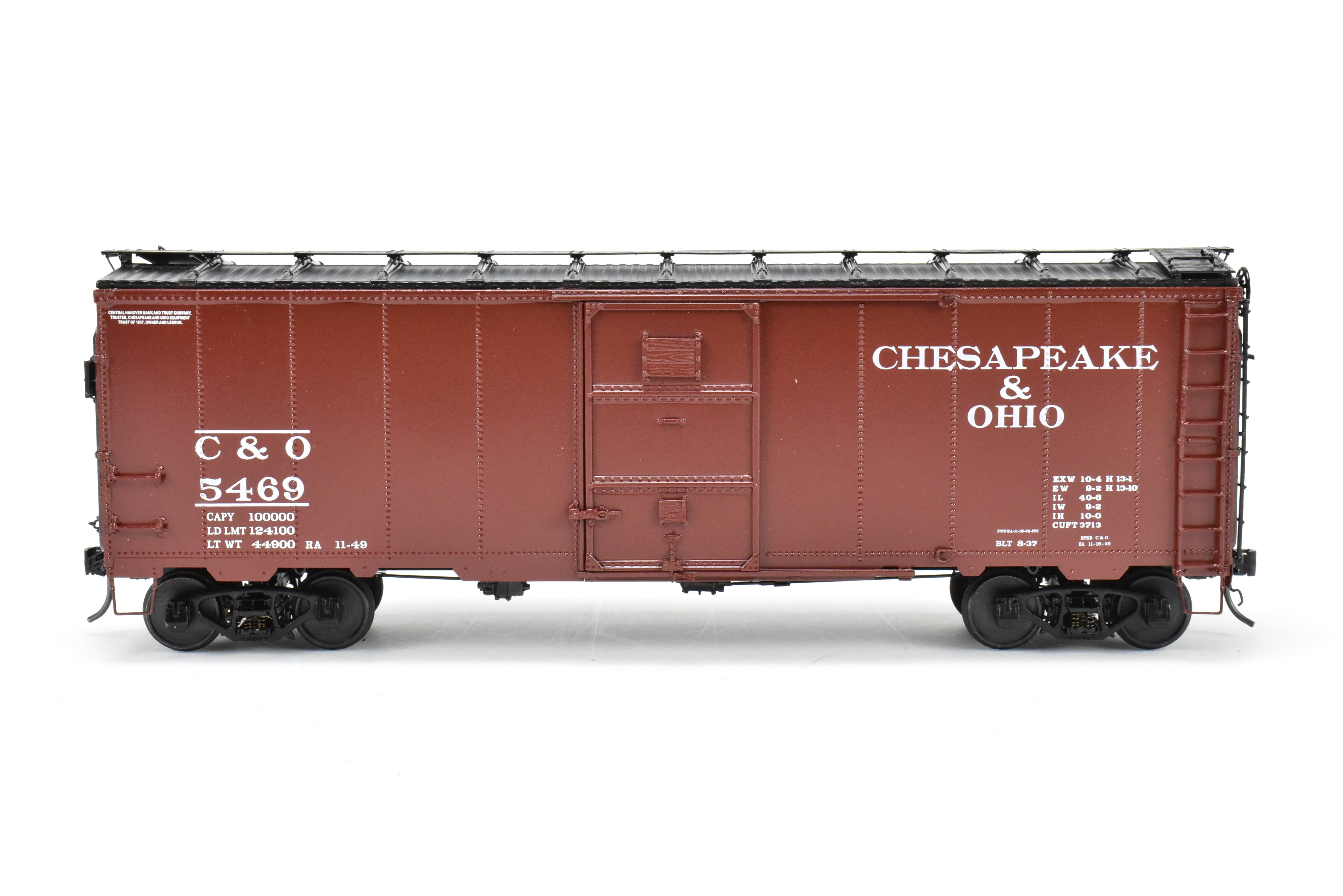 O Scale Brass Model - Rich Yoder Models' Chesapeake and Ohio (C&O) 1937 AAR Standard 40-Foot Steel Sheathed Box Car with Deco Ends, FP No.5469