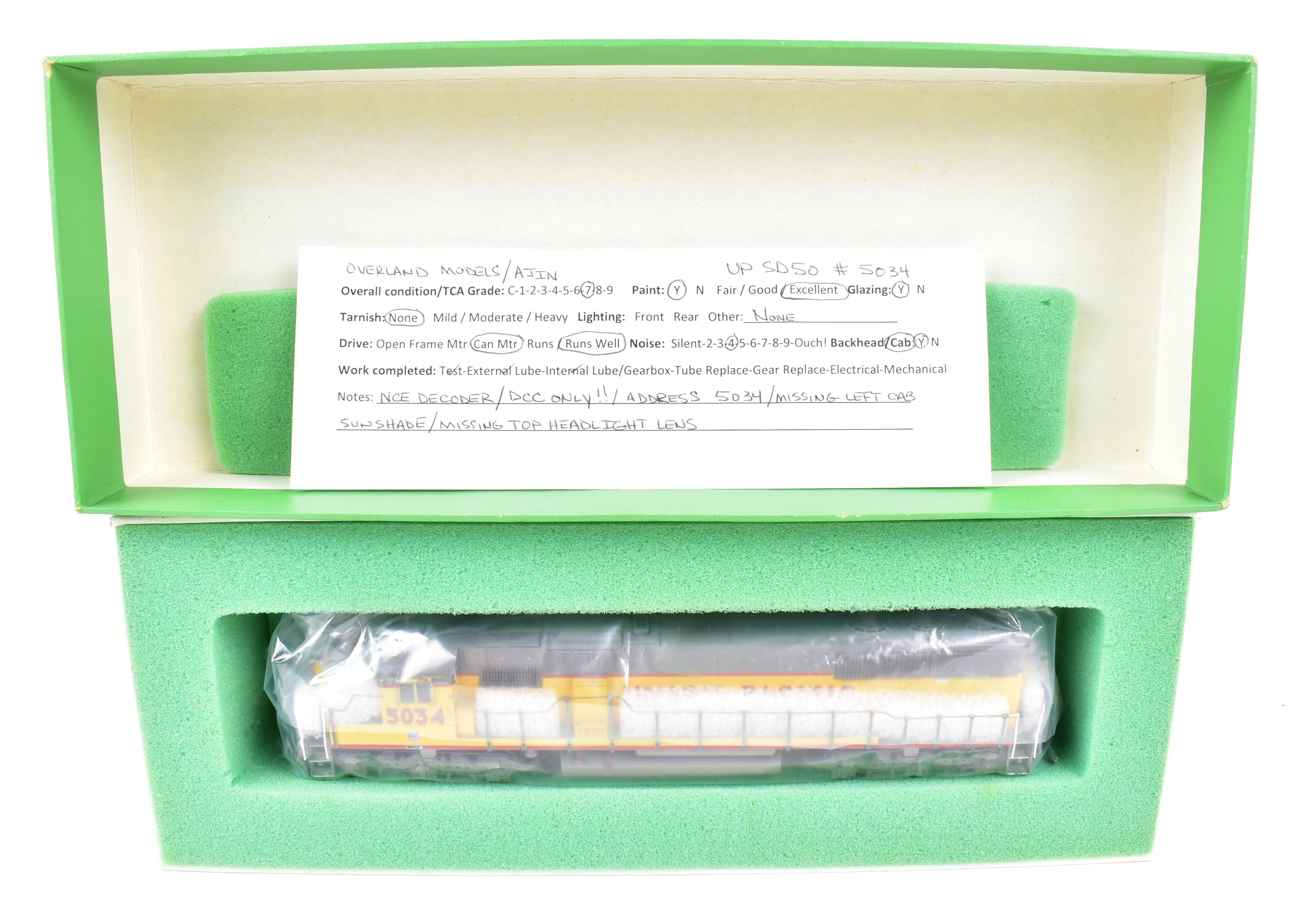 HO Scale Brass Model Train - Overland Models, Inc. Union Pacific EMD SD50 Locomotive CP No. 5034 with DCC Digital Control