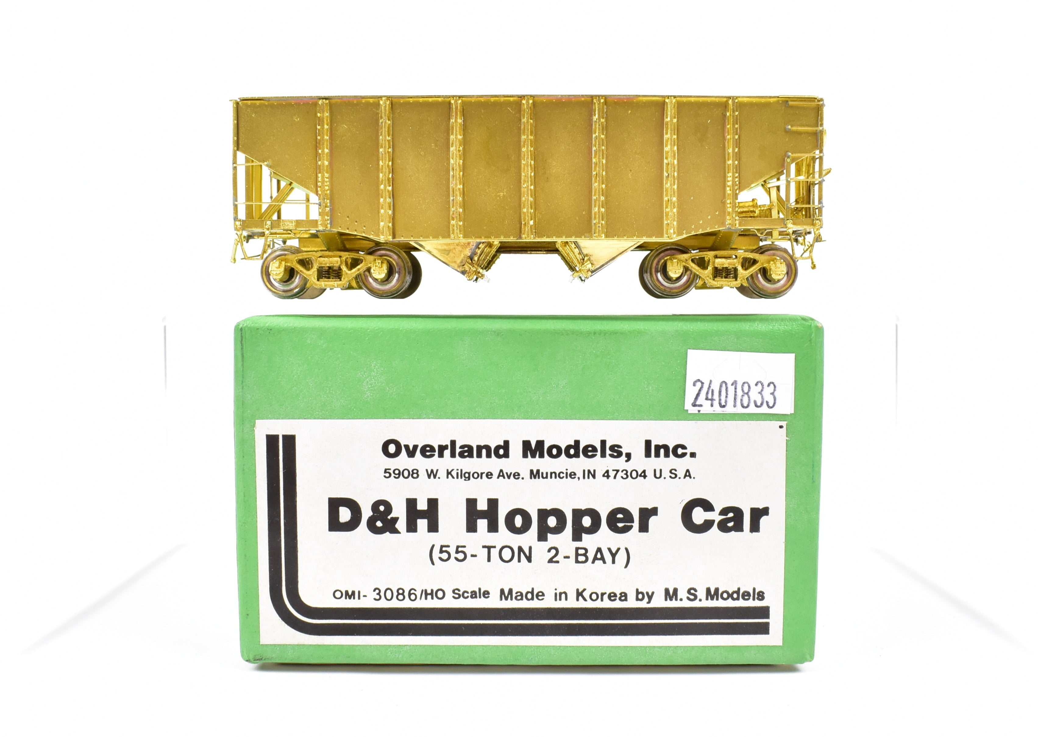HO Brass OMI Overland Models D&H 55-Ton 2-Bay Hopper - Like New