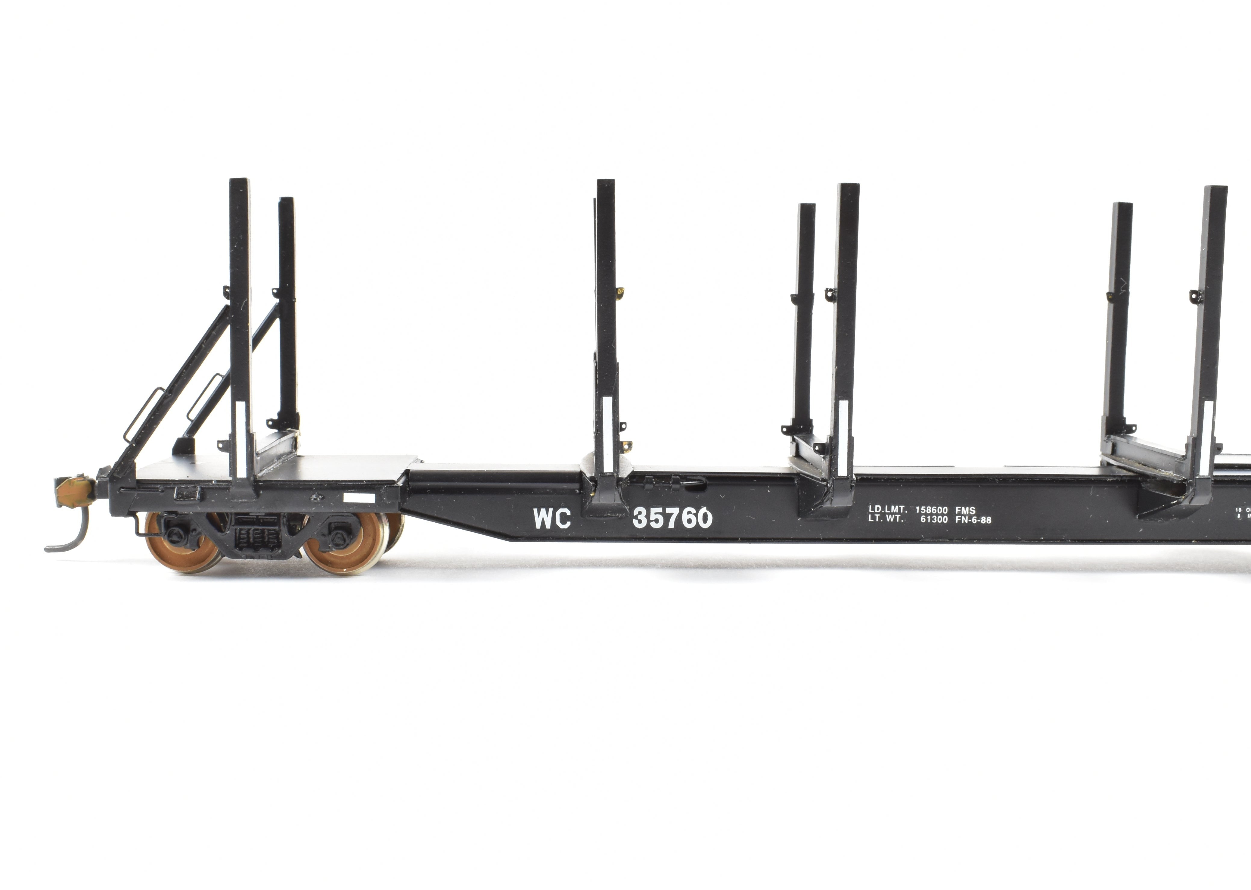 HO Brass Precision Scale Co. WC Wisconsin Central 100-Ton Black Log Car