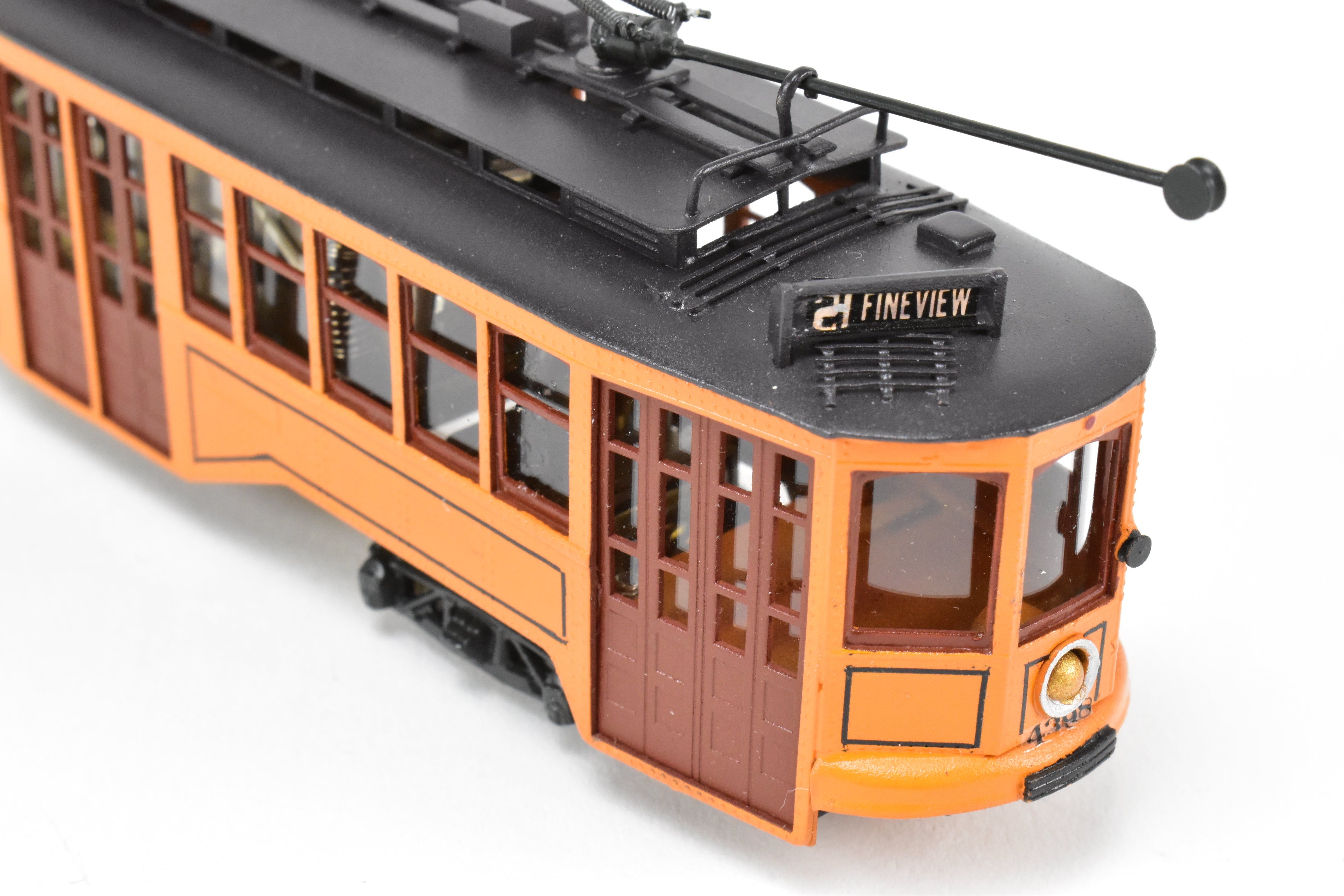 HO Scale Brass Custom-Painted Double-Ended Pittsburgh Railway Co. Jones Trolley Car #4398