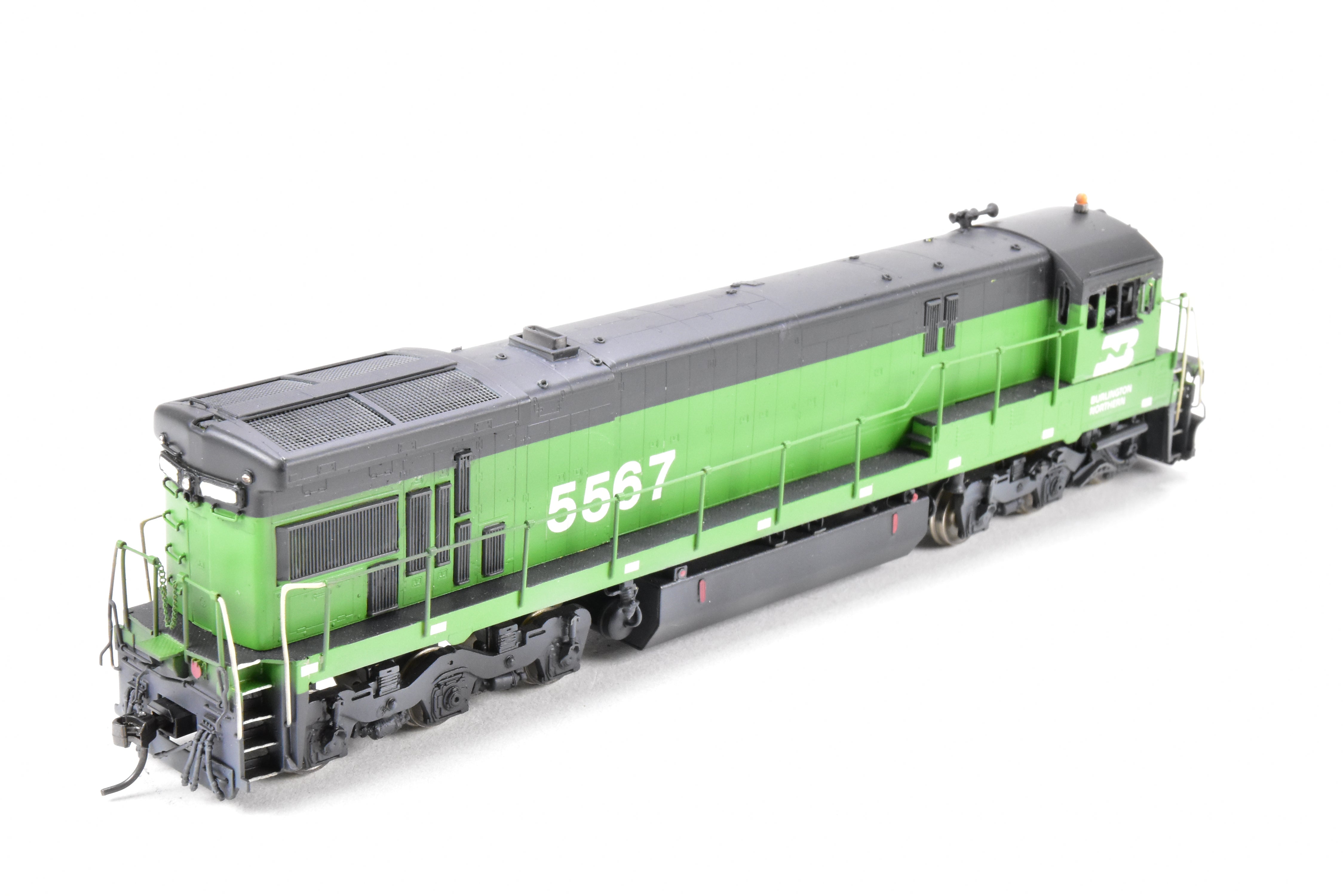 HO Scale Brass Model Train Locomotive - Overland Models Inc. Burlington Northern GE C30 - 7 Four Window Cab Custom Painted Locomotive No. 5567